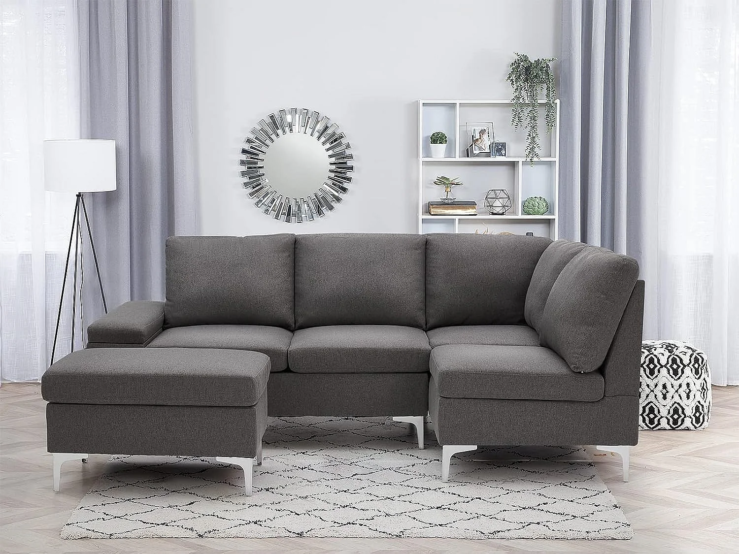 YODOLLA Ecksofa mit Schlaffunktion, Eckcouch Grau Sektional Sofa Couches für Wohnzimmer (Rechte Ecke)