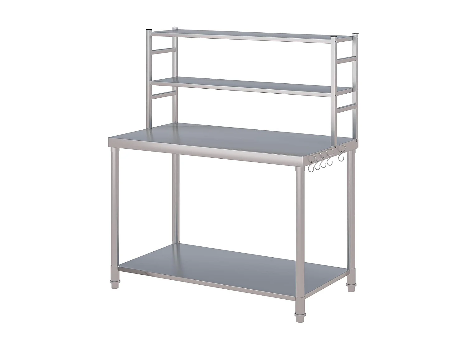 YODOLLA Edelstahltisch 122x61x138cm, 2-lagige Ablage & Unterregal. Werkbank für Küche, Lebensmittelzubereitung, Pizzaofen & Grill