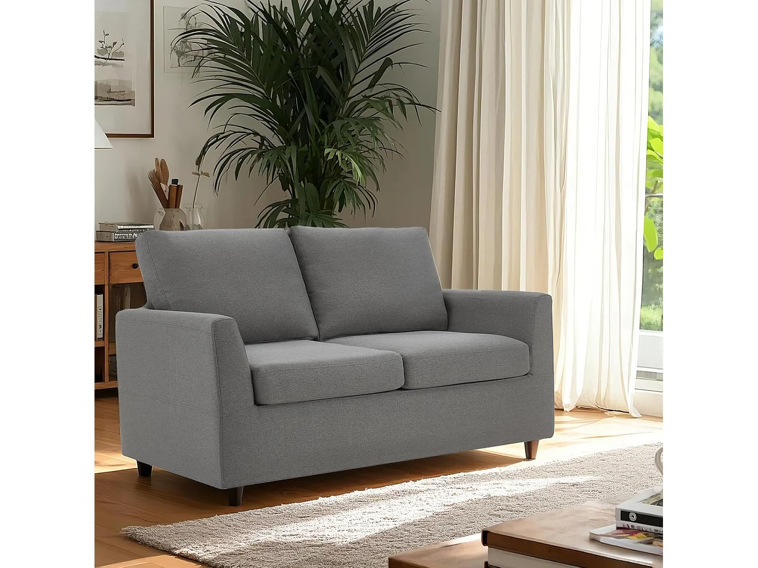 YODOLLA 2-Sitzer Sofa mit abnehmbaren Bezügen, moderne Couch für Wohnzimmer. Ideal für kleine Räume, Dunkelgrau