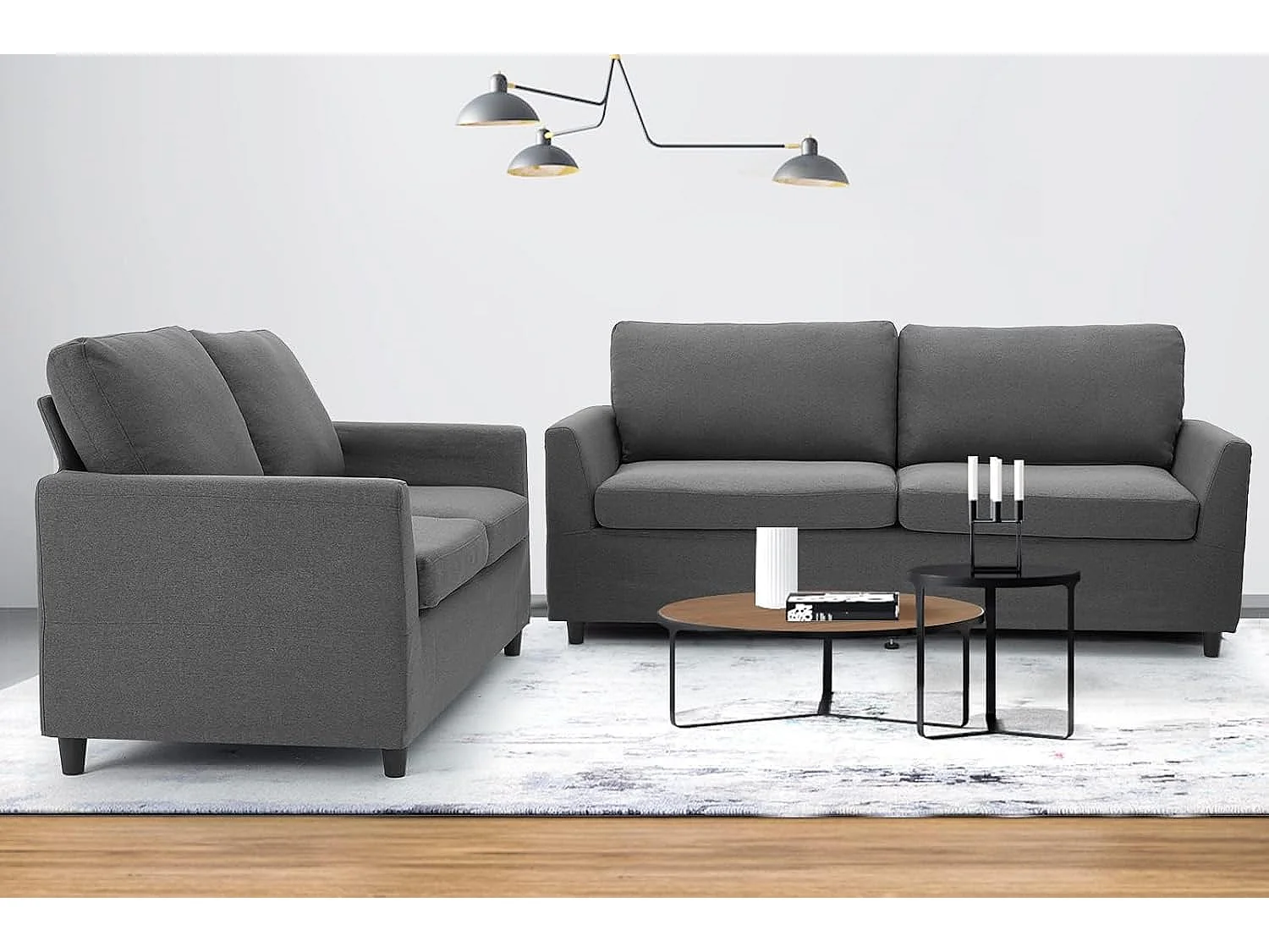 YODOLLA 2-Sitzer Sofa mit abnehmbaren Bezügen, moderne Couch für Wohnzimmer. Ideal für kleine Räume, Dunkelgrau