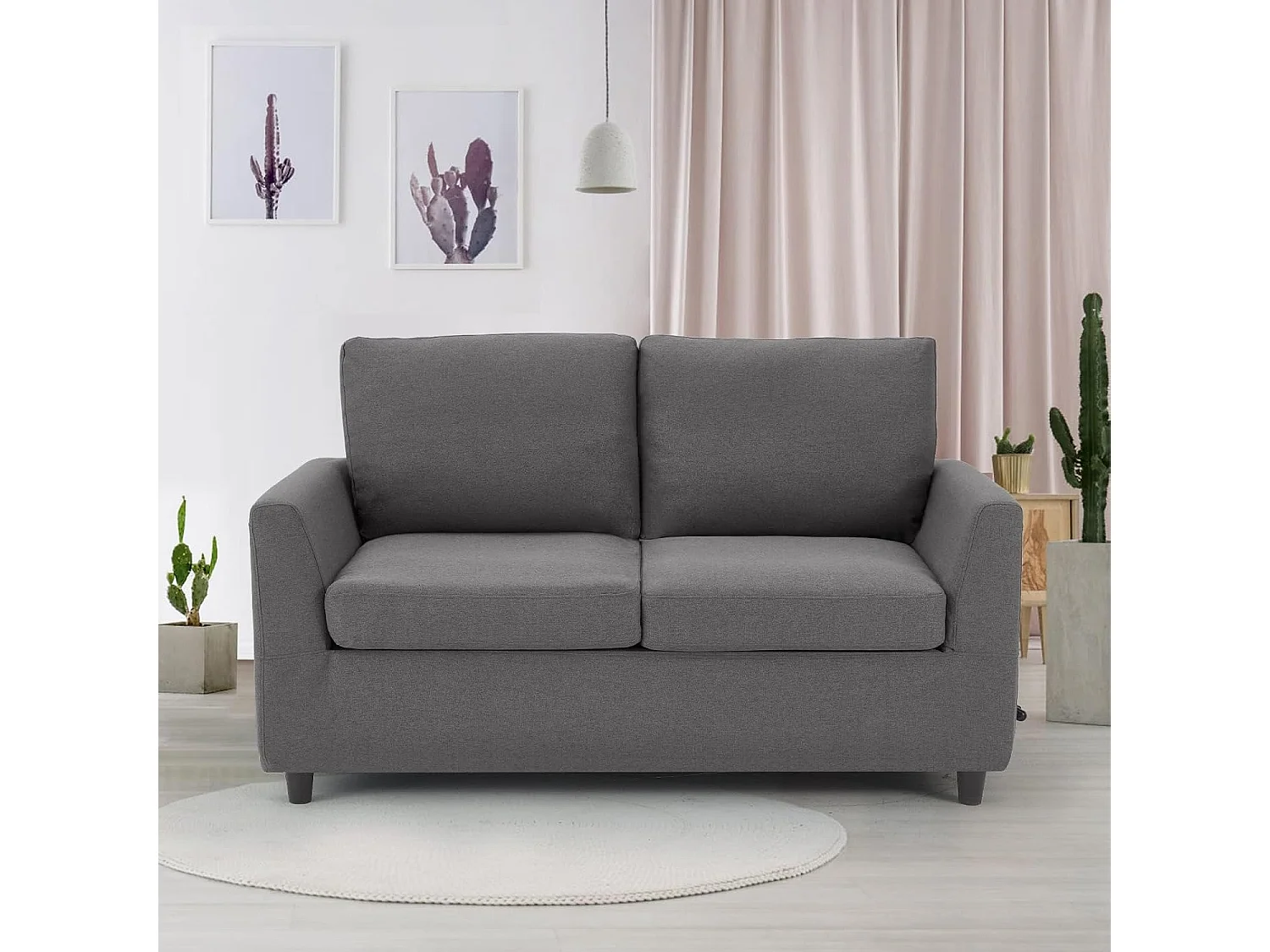 YODOLLA 2-Sitzer Sofa mit abnehmbaren Bezügen, moderne Couch für Wohnzimmer. Ideal für kleine Räume, Dunkelgrau