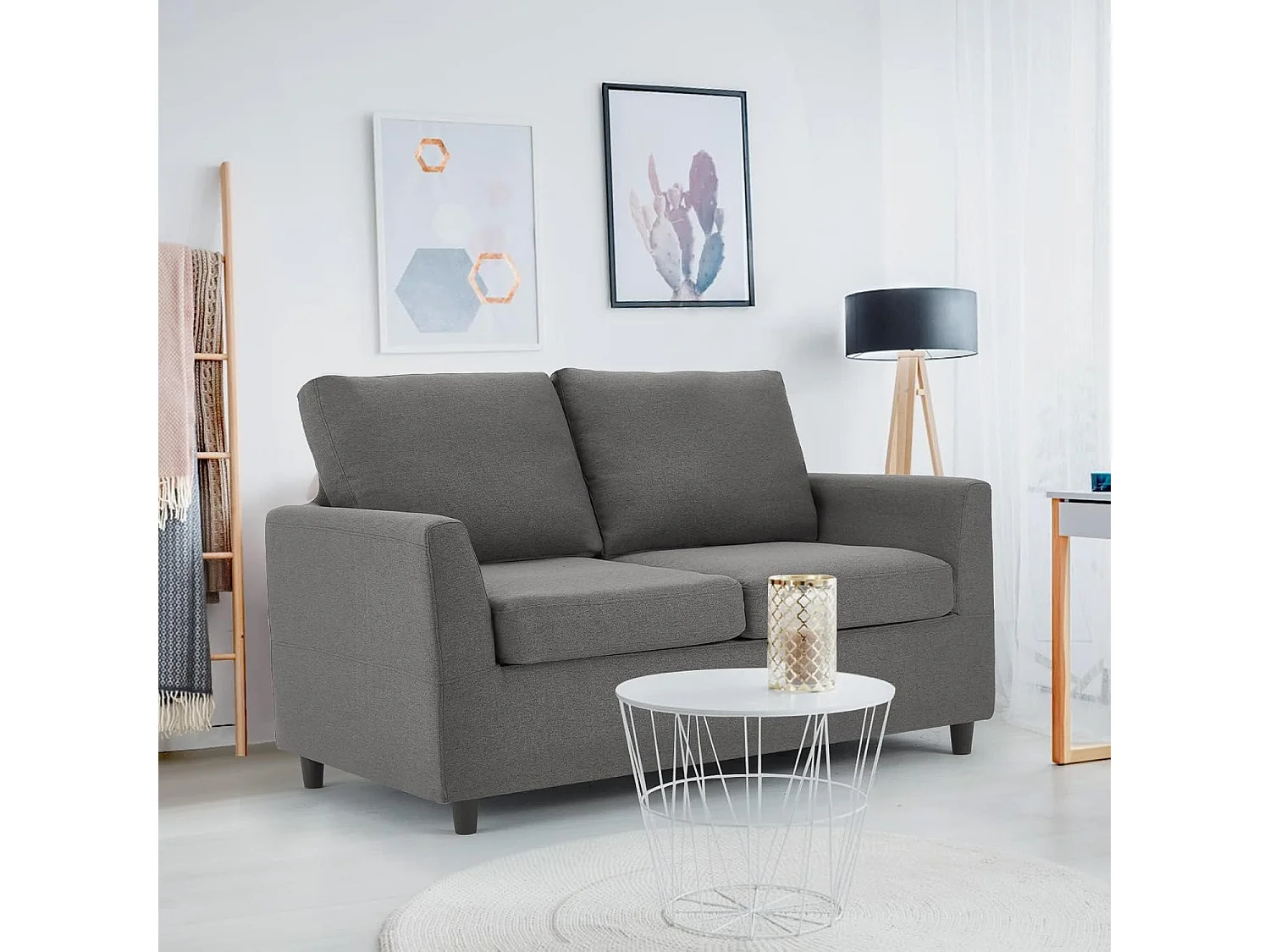 YODOLLA 2-Sitzer Sofa mit abnehmbaren Bezügen, moderne Couch für Wohnzimmer. Ideal für kleine Räume, Dunkelgrau