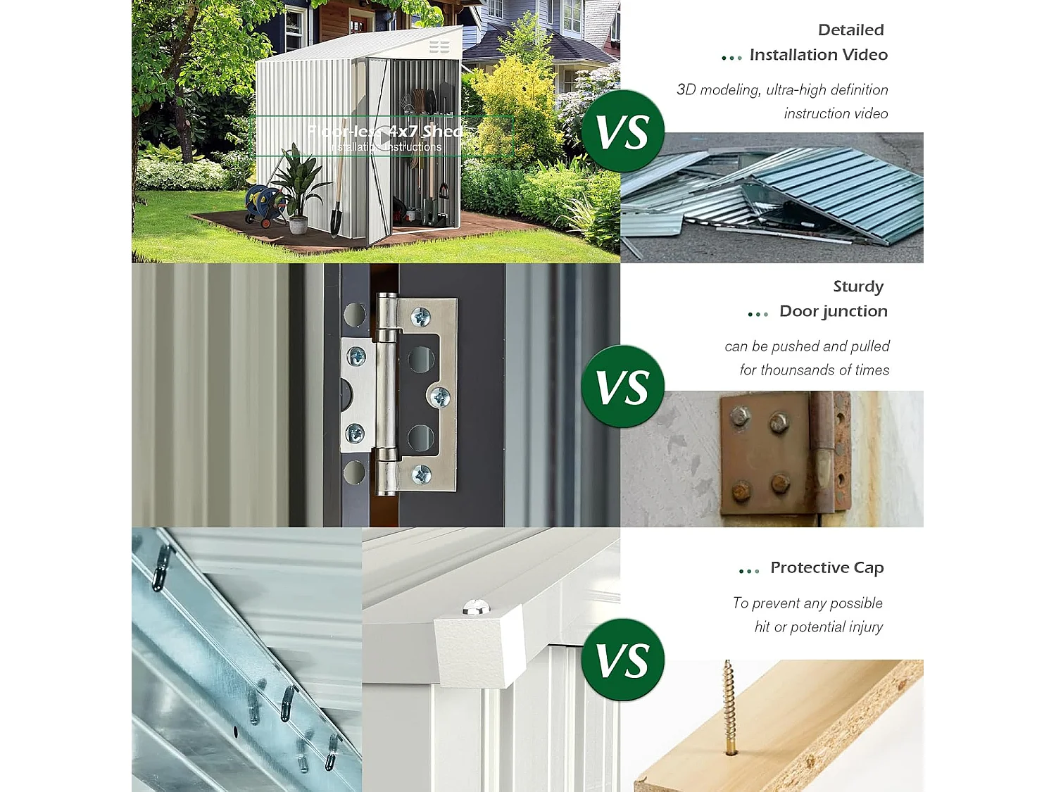 YODOLLA Metall-Anlehnschuppen,214x129x203cm Leicht aufzubauender mit schrägem Dach, Metall Gerätehaus für Außenlagerung,Wandanschluss-Schuppen für Garten,Weiß