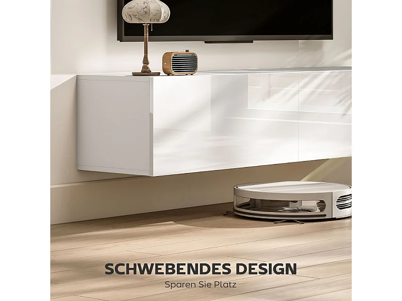 Móvel de TV de parede com 2 portas, móvel de TV de parede para sala e quarto, branco