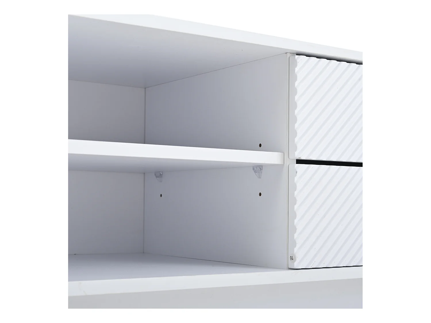 Meuble TV bas, 200 cm de long, avec 2 portes, 2 tiroirs, pour salle à manger, salon, Blanc