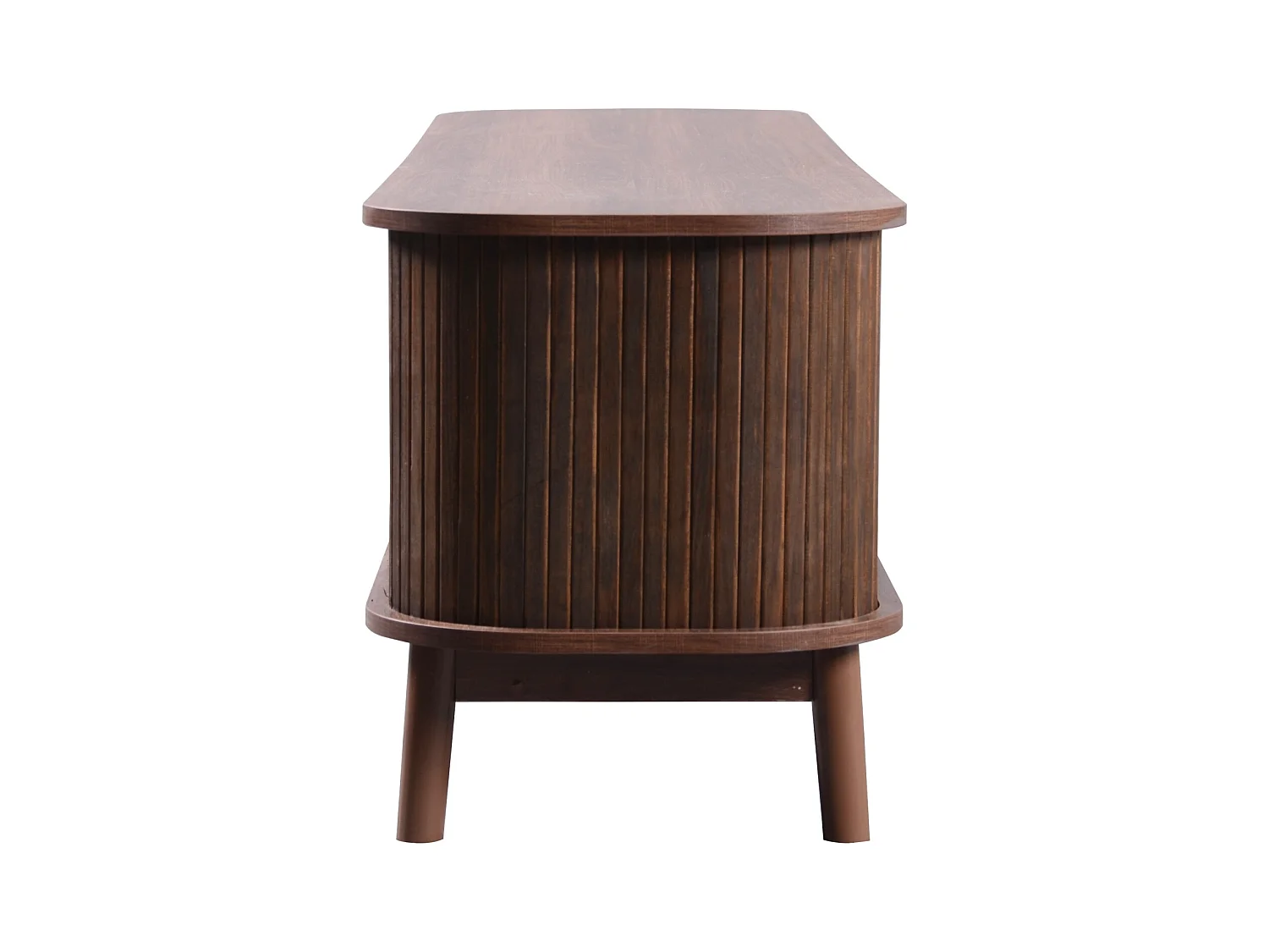 Meuble TV Bois 170cm, Massif et Rotin, Porte Coulissantes e Tiroirs, Banc TV avec Rangement, Marron