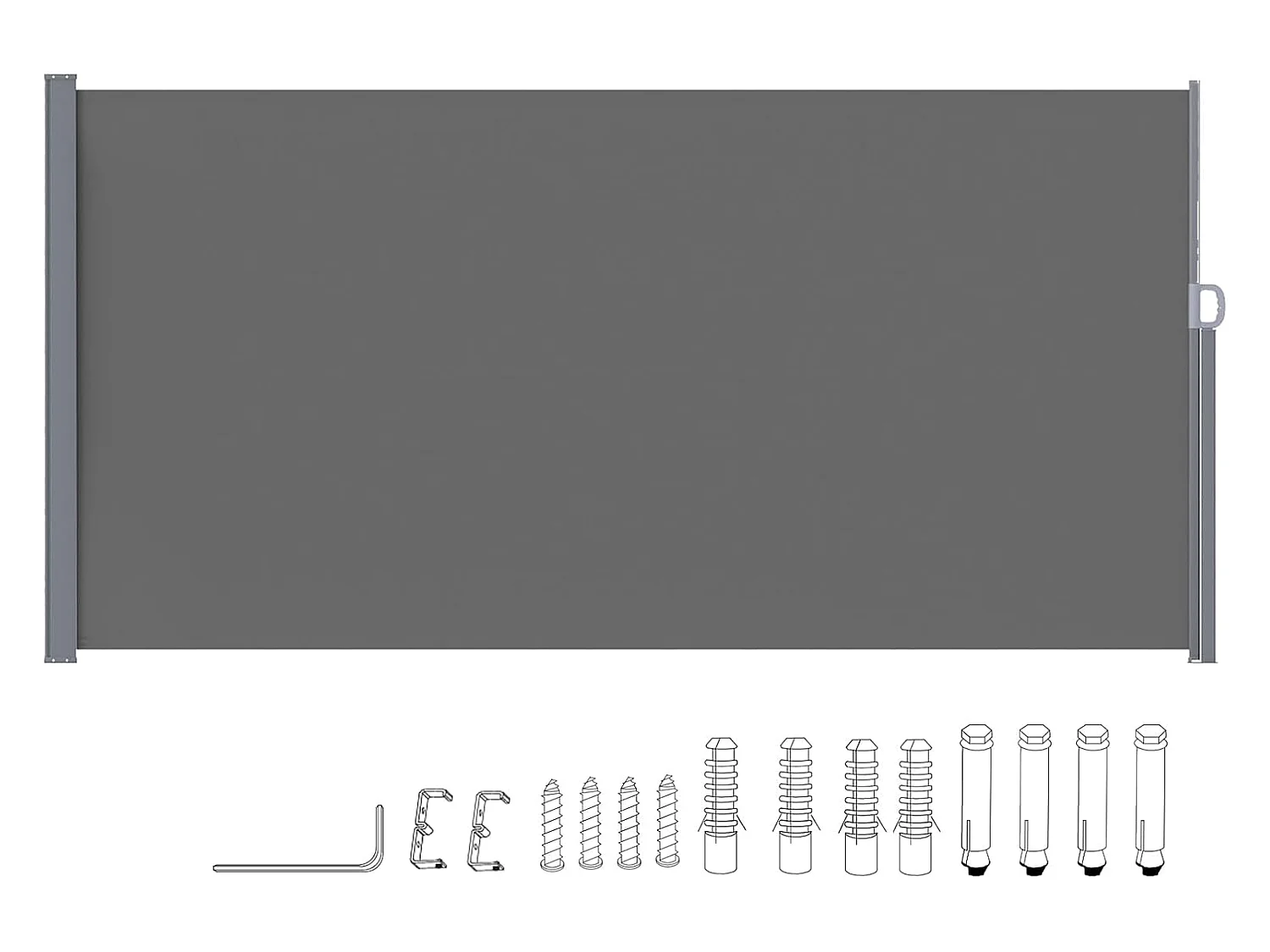 YODOLLA Seitenmarkise 350x160 cm ausziehbar, Sichtschutz Sonnenschutz wasserdicht faltbar für Garten Balkon Terrasse, Dunkelgrau