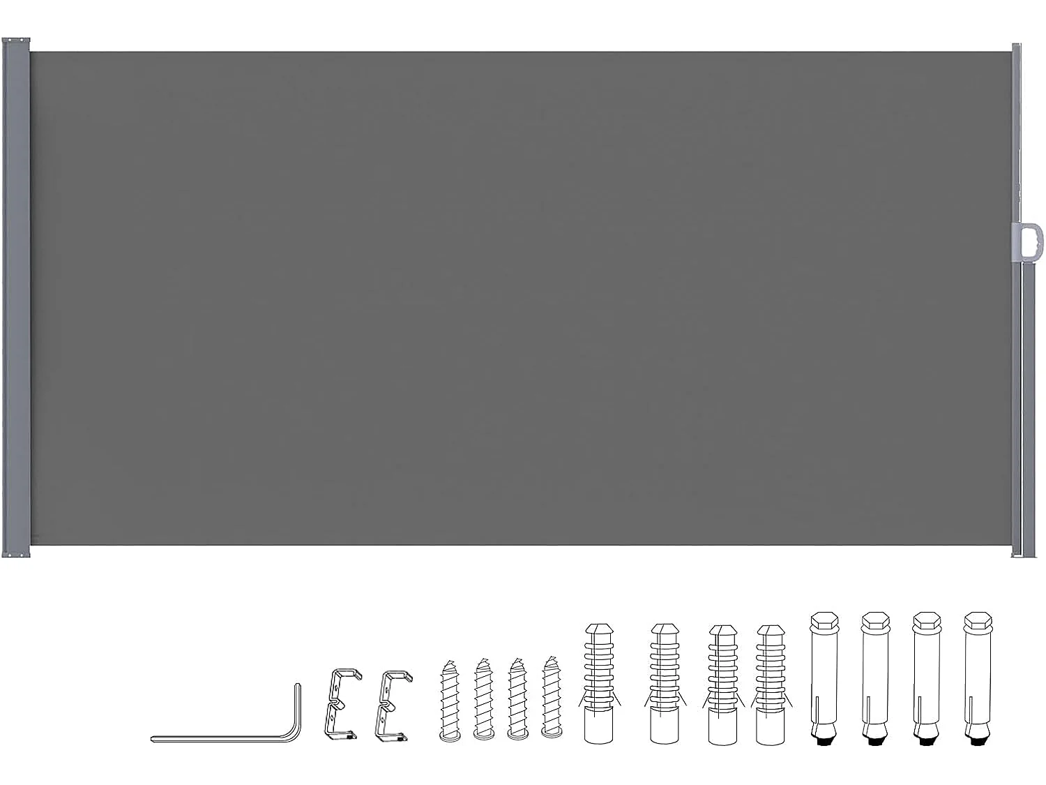 YODOLLA Seitenmarkise 350x160 cm ausziehbar, Sichtschutz Sonnenschutz wasserdicht faltbar für Garten Balkon Terrasse, Dunkelgrau