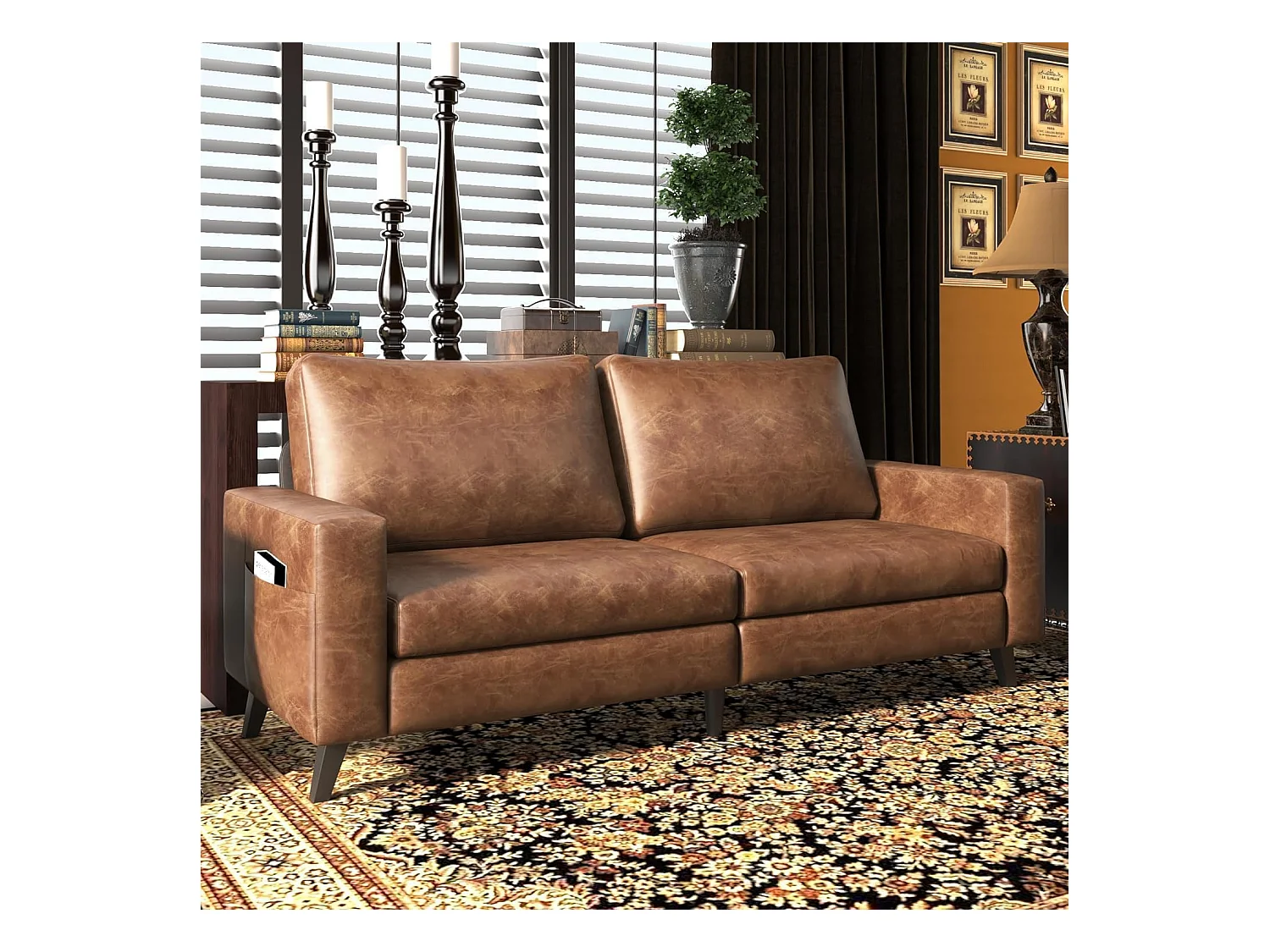 YODOLLA 200x87x80cm Sofabett 3-Sitzer mit 2 Kissen, Schlafcouch für Wohnzimmer und Schlafzimmer, Braun