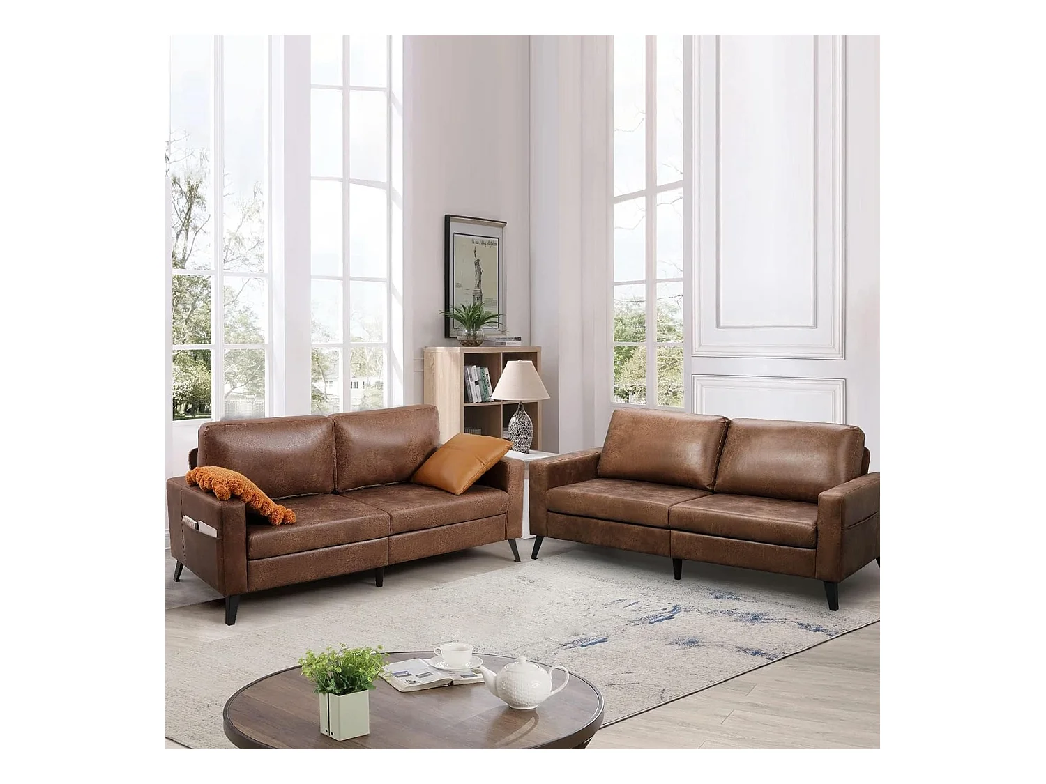 YODOLLA 200x87x80cm Sofabett 3-Sitzer mit 2 Kissen, Schlafcouch für Wohnzimmer und Schlafzimmer, Braun