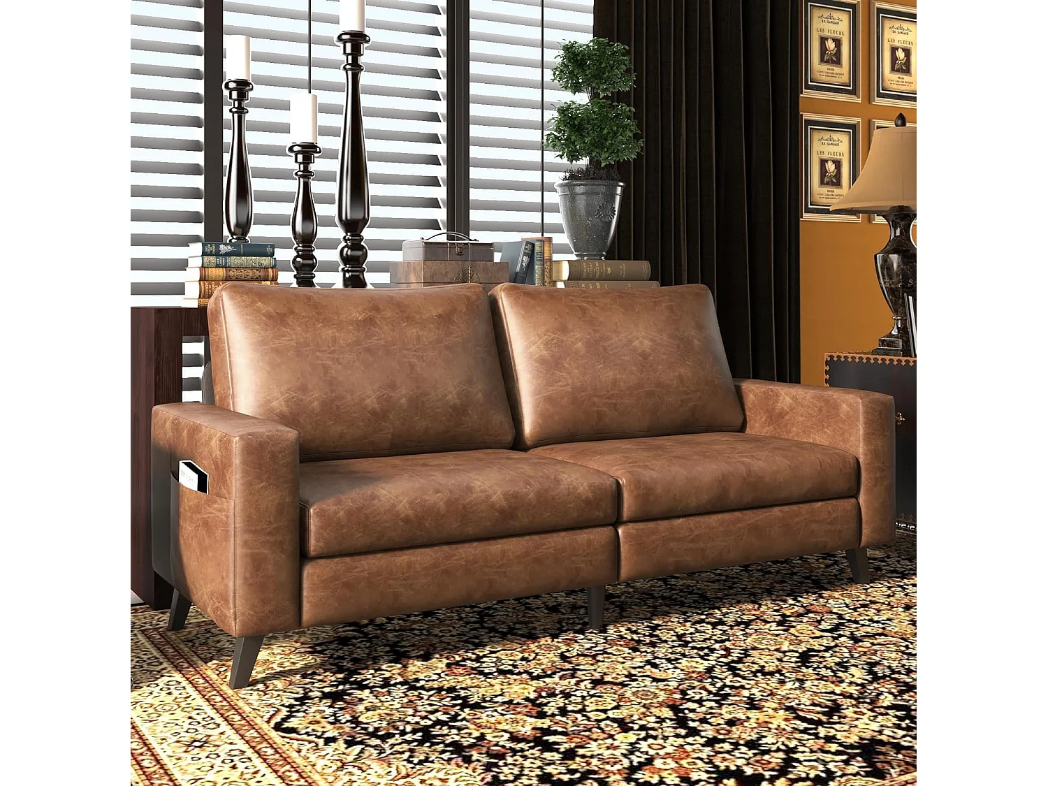 YODOLLA 200x87x80cm Sofabett 3-Sitzer mit 2 Kissen, Schlafcouch für Wohnzimmer und Schlafzimmer, Braun