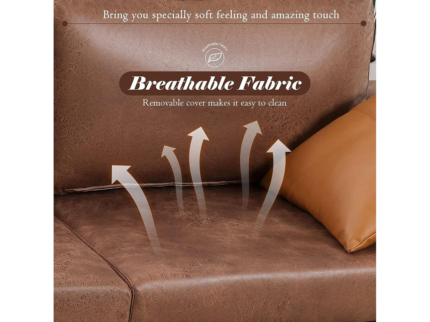 YODOLLA 200x87x80cm Sofabett 3-Sitzer mit 2 Kissen, Schlafcouch für Wohnzimmer und Schlafzimmer, Braun