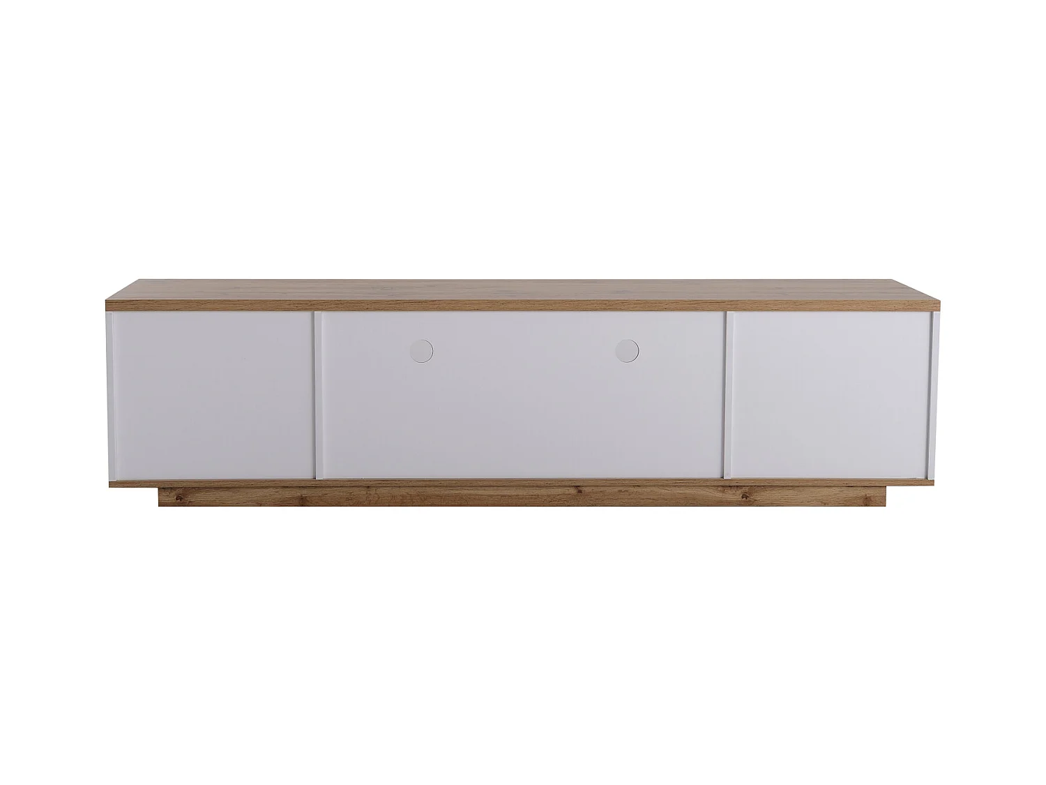 Meuble TV Blanc, Meuble TV avec Espace de Rangement et Grain de Bois, pour Salon 180x38x46cm
