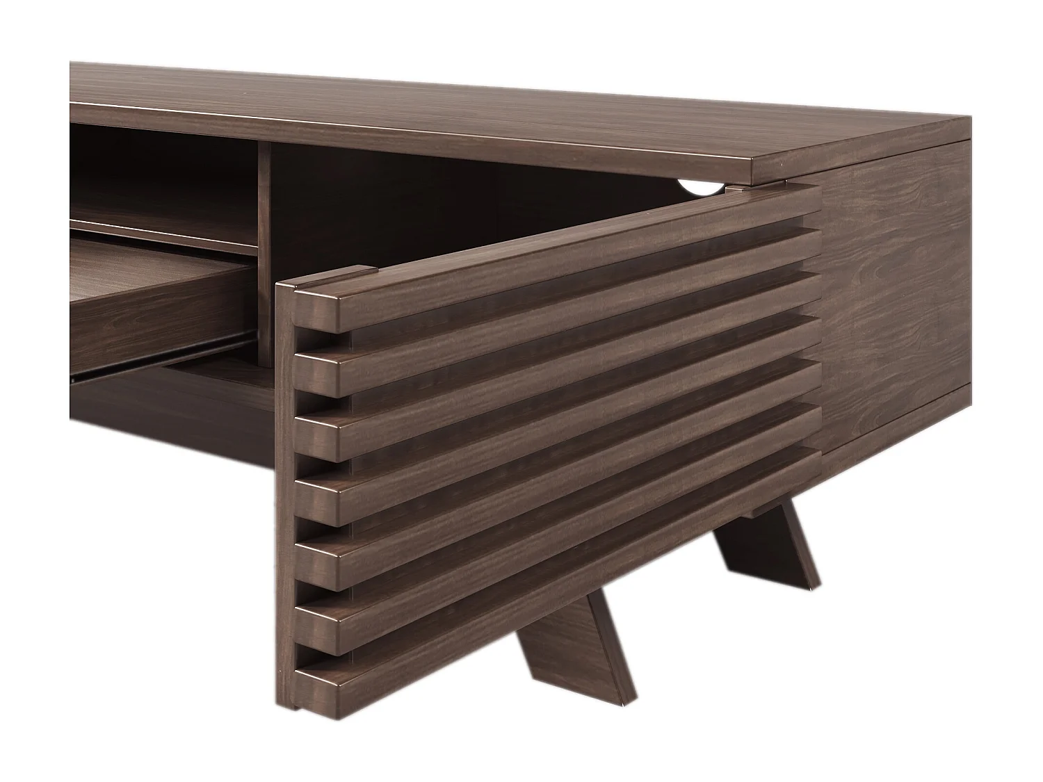 Meuble TV bas de style rétro avec 2 portes et 1 tiroir, couleur bois, pour salon, 150 x 40 x 44,5 cm