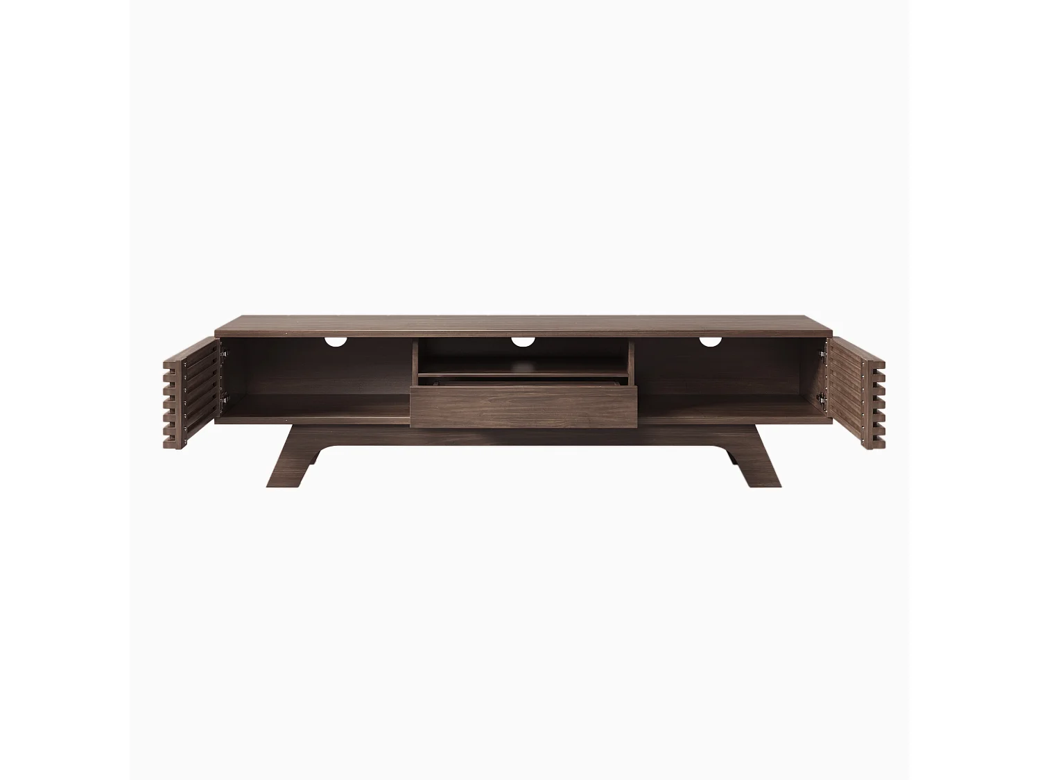 Meuble TV bas de style rétro avec 2 portes et 1 tiroir, couleur bois, pour salon, 150 x 40 x 44,5 cm