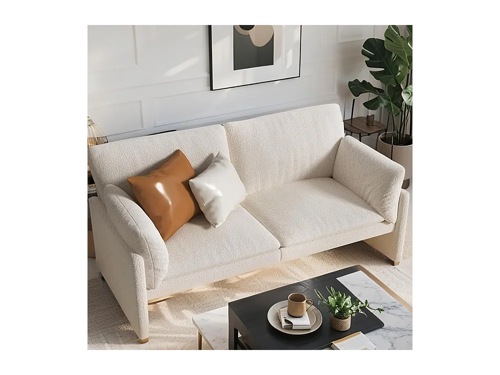 YODOLLA Ledersofa 172 cm, 3-Sitzer Couch modern & groß für Wohnzimmer. Ideal für Wohnung, Schlafzimmer oder Home-Office, Weiß