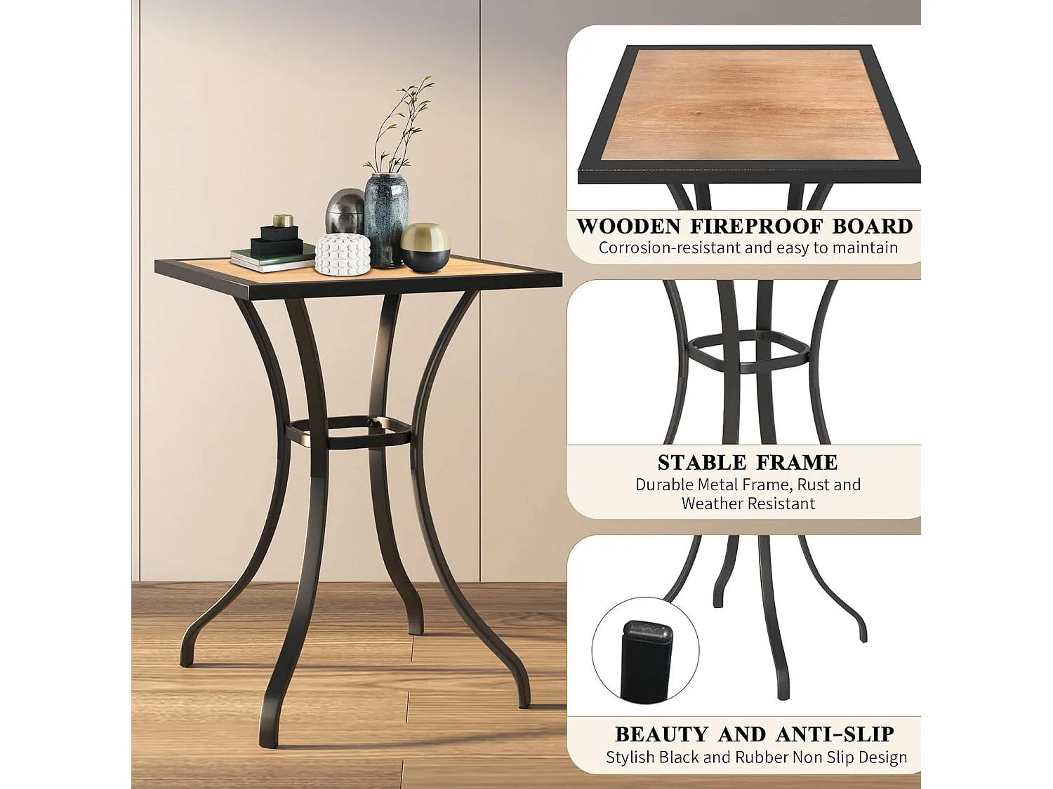 YODOLLA 3-tlg. Bistro Set mit 1 Hochtisch & 2 Drehstühlen, Barhöhe Gartenmöbel für Balkon, Terrasse und Garten