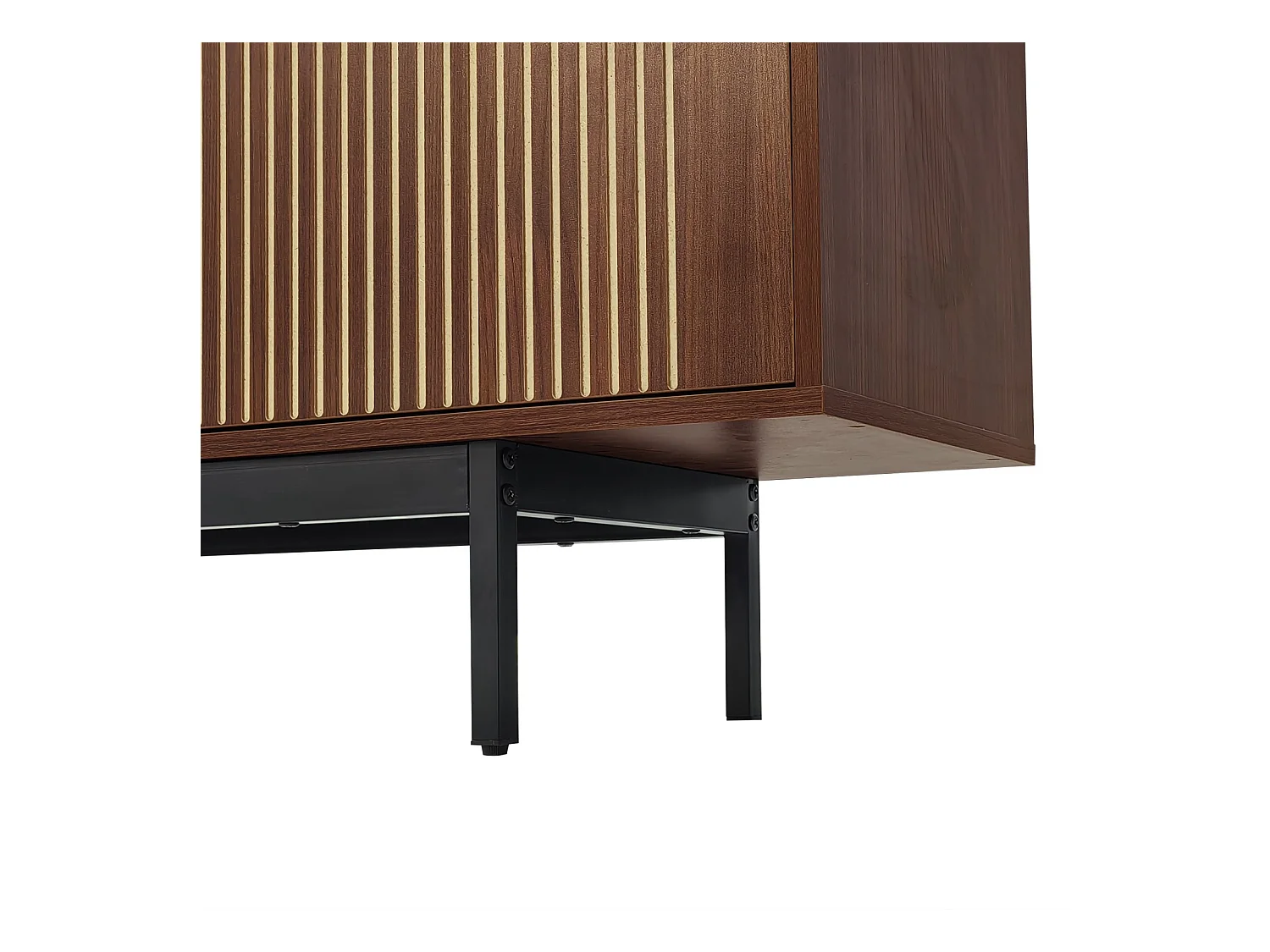 Móvel de TV de 200 cm, Banco de TV moderno com LED, 3 portas listradas e 1 porta de vidro, Suporte de metal