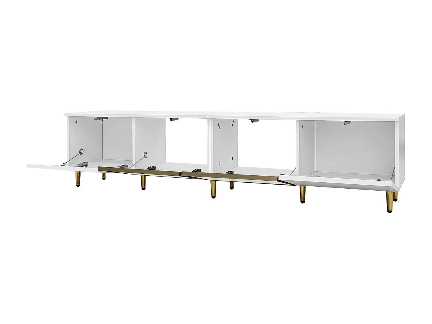 Mueble de TV blanco con espacio de almacenamiento y 4 puertas para salón, 170 x 33 x 40 cm