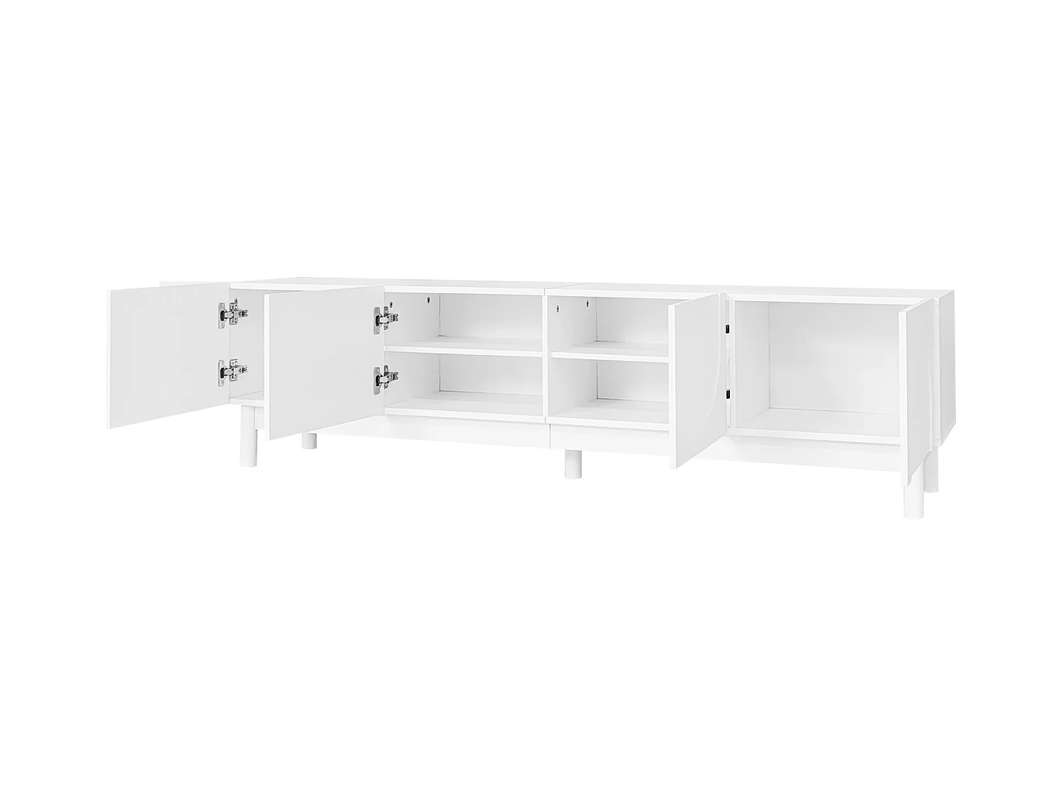 Mueble de TV moderno, con estantes ajustables, mueble de TV bajo, ligero, estilo lujoso, 175 x 38 x 56 cm, blanco