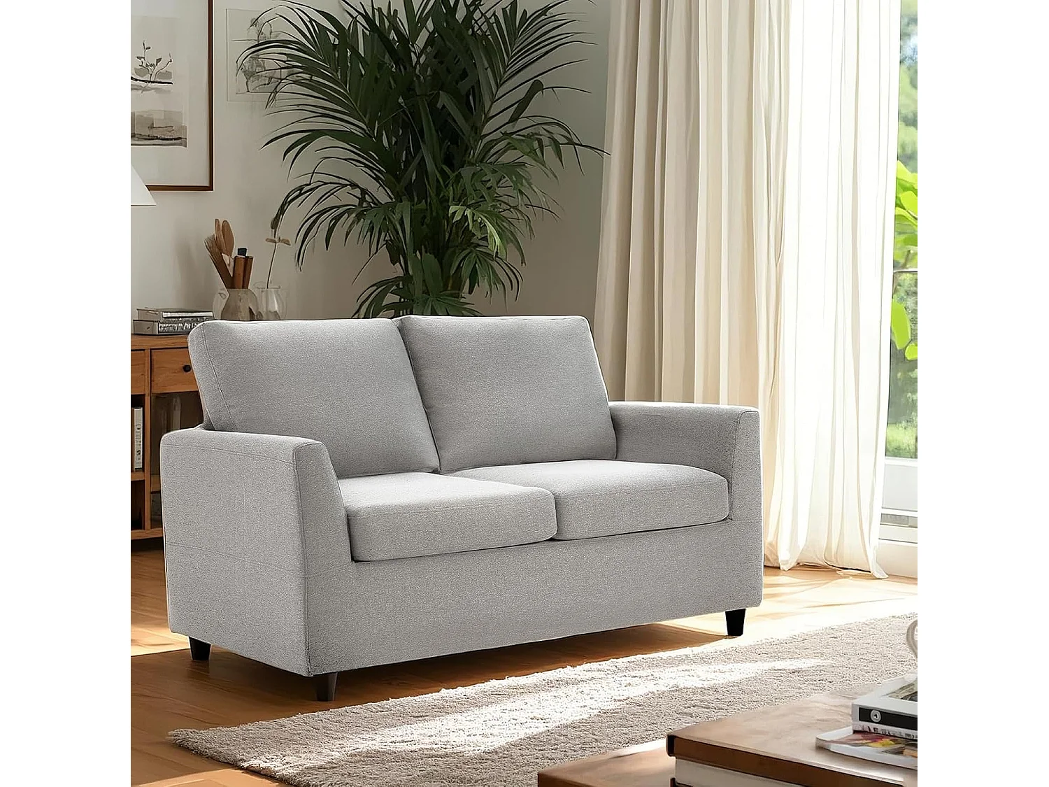 YODOLLA 2-Sitzer Sofa mit abnehmbaren Bezügen, moderne Couch für Wohnzimmer. Ideal für kleine Räume, Hellgrau