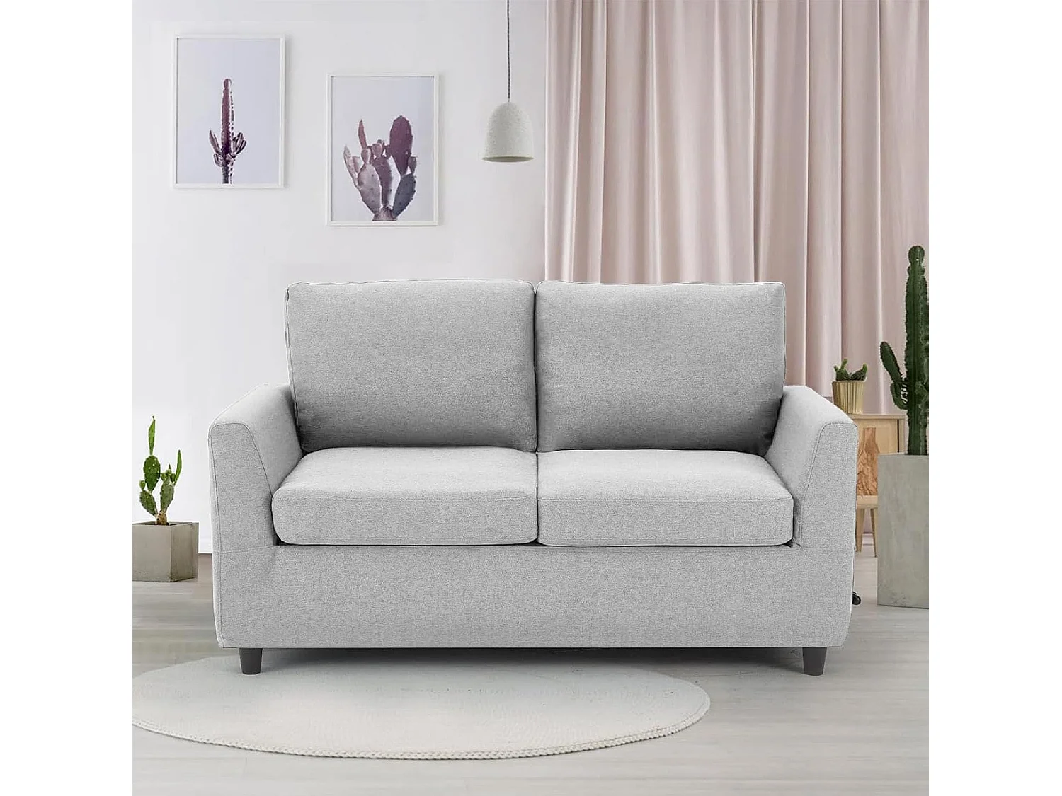 YODOLLA 2-Sitzer Sofa mit abnehmbaren Bezügen, moderne Couch für Wohnzimmer. Ideal für kleine Räume, Hellgrau