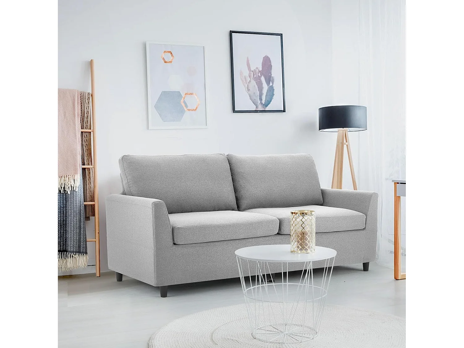 YODOLLA 2-Sitzer Sofa mit abnehmbaren Bezügen, moderne Couch für Wohnzimmer. Ideal für kleine Räume, Hellgrau
