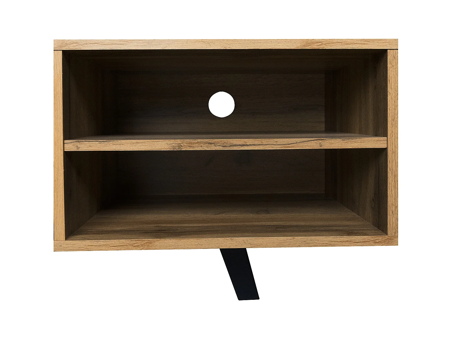 Meuble TV en Bois, Meuble TV avec 2 Portes et 2 Compartiments, Design Tissé, 160 x35.5x45cm, Brun