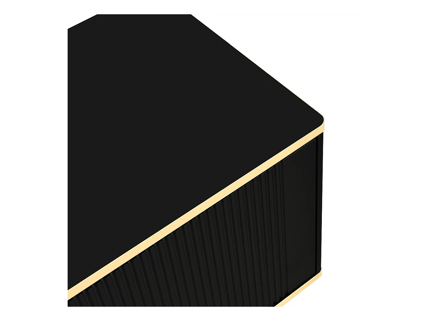 Meuble TV Moderne avec Texture sculptée, poignées et Pieds dorés, Structure en marbre, Noir et doré