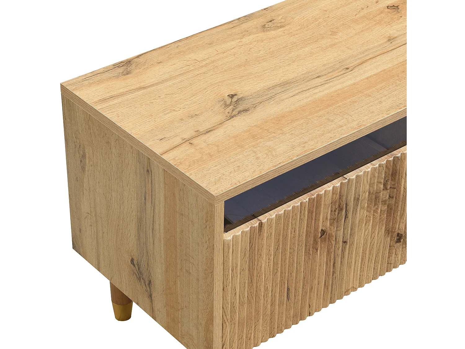 Suporte de TV moderno com aparência de madeira 178 cm – Design minimalista, grande armazenamento, 4 gavetas, madeira