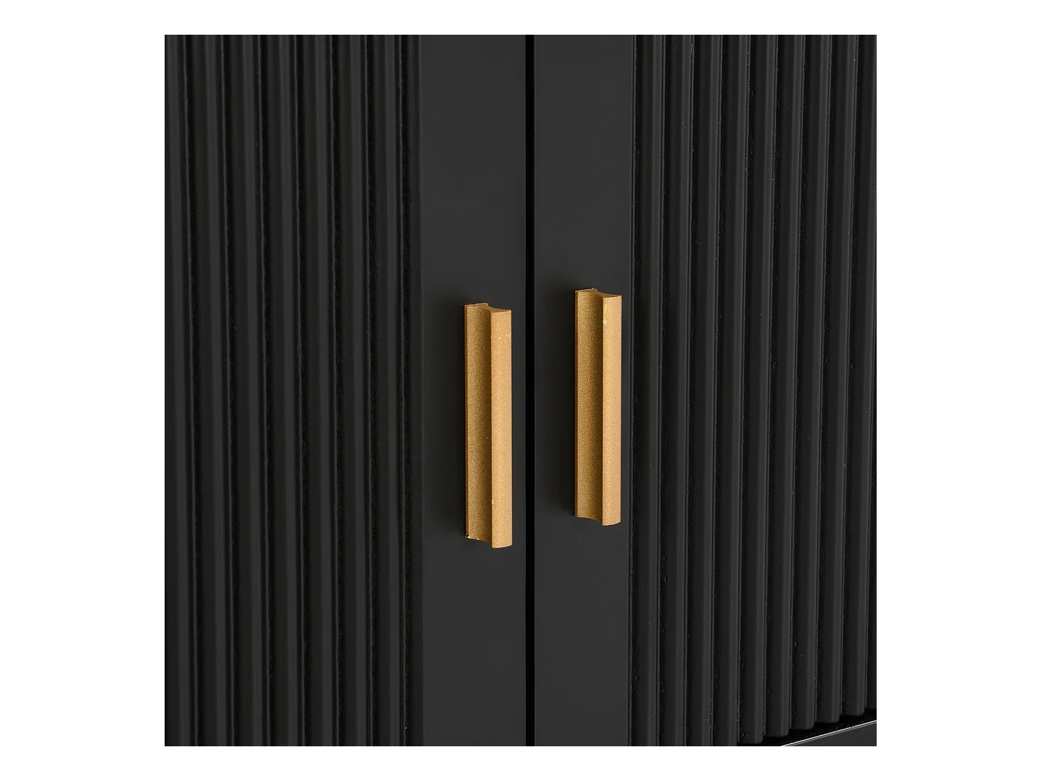 Móvel de TV com armazenamento, 2 portas e 4 gavetas, Móvel de TV baixo, Pés e puxadores dourados, Preto