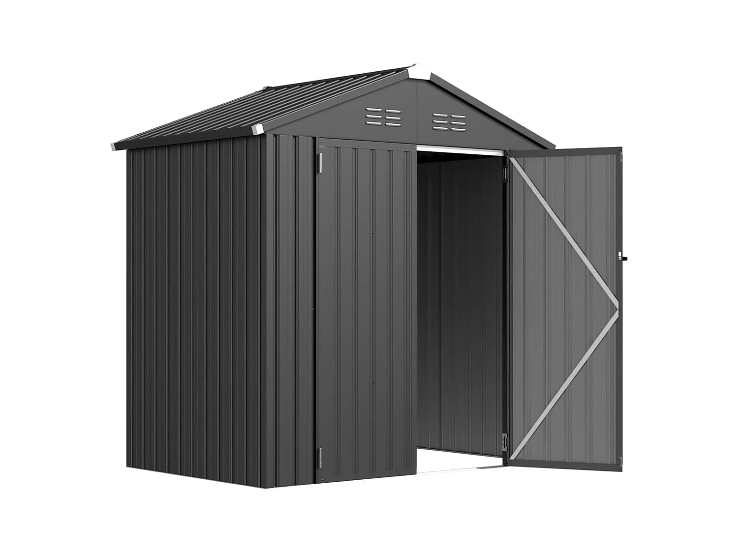 YODOLLA Metall Gerätehaus mit Satteldach,193x116x 96cm Geräteschuppen Garten Schuppen mit Lüftungsschlitzen für Fahrrad,Werkzeug,Rasenmäher,Dunkelgrau