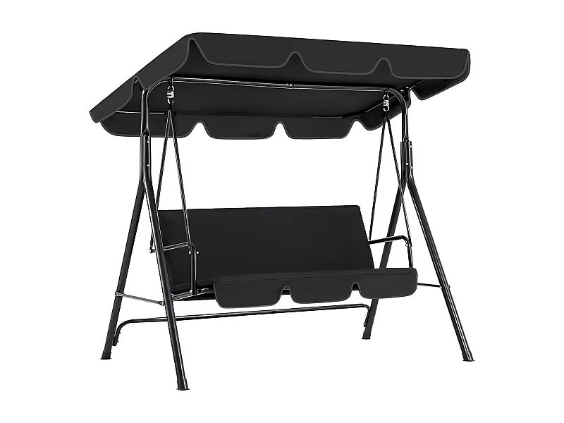 YODOLLA 3-Sitzer Hollywoodschaukel mit verstellbarem Vordach & abnehmbarem Kissen,Anti-Rutsch-Füßen - 172x112x150 cm - Für Garten,Terrasse und Poolbereich,Schwarz