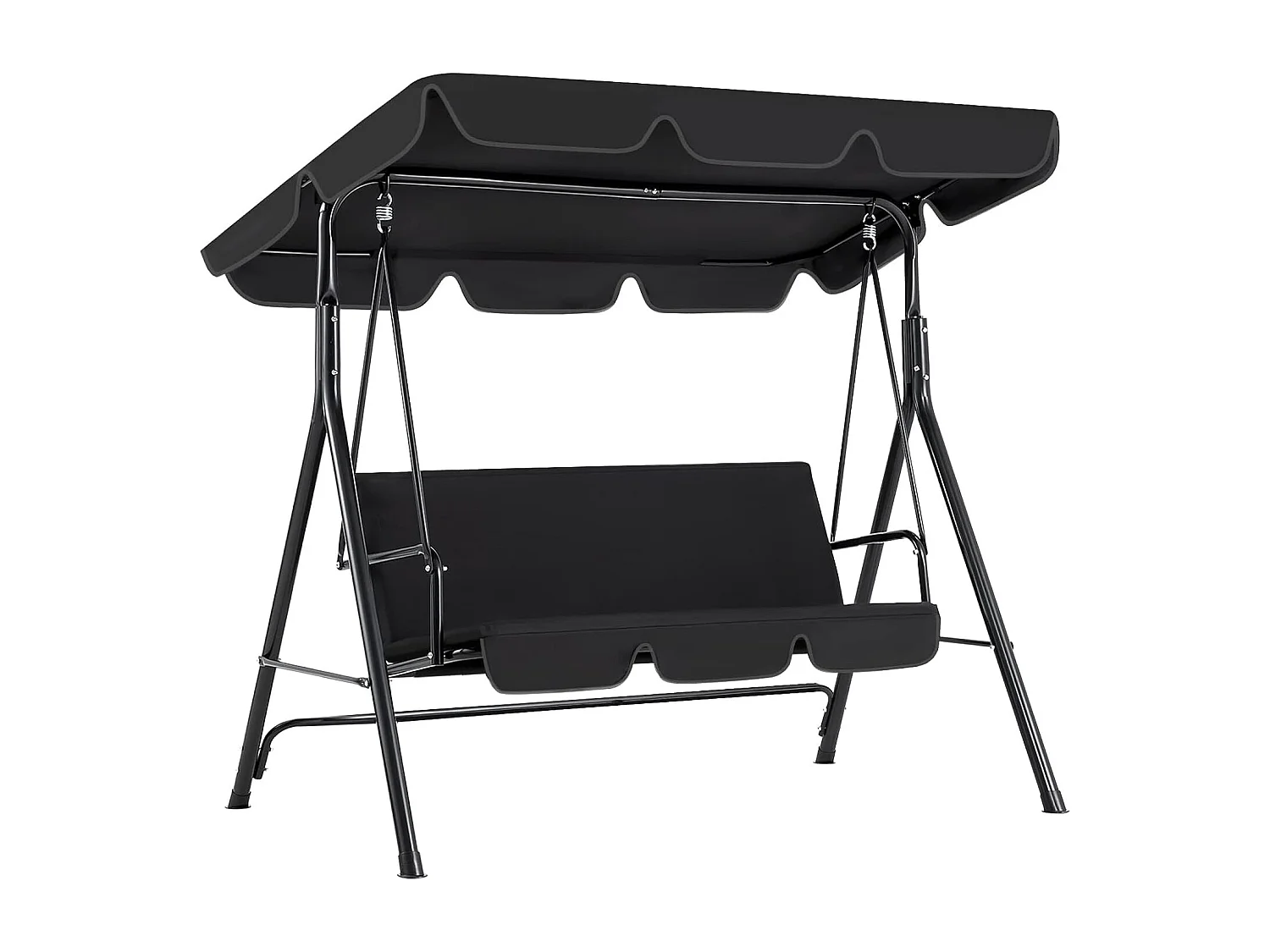 YODOLLA 3-Sitzer Hollywoodschaukel mit verstellbarem Vordach & abnehmbarem Kissen,Anti-Rutsch-Füßen - 172x112x150 cm - Für Garten,Terrasse und Poolbereich,Schwarz