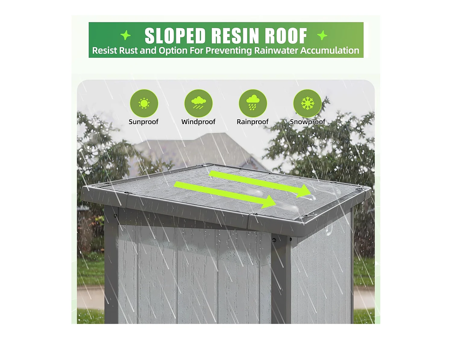 YODOLLA Harz-Außen-Werkzeugschrank wetterfest, 101x59x179cm ertikal hoch Gartenschrank mit verstellbaren Ablagen und verstärktem Boden für draußen, Grau