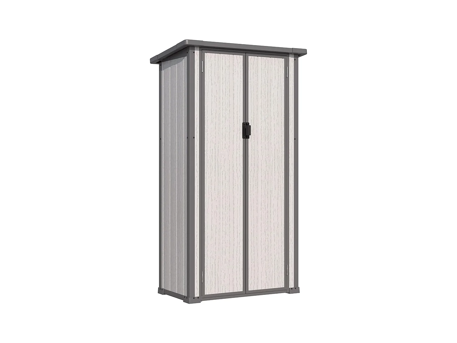 YODOLLA Harz-Außen-Werkzeugschrank wetterfest, 101x59x179cm ertikal hoch Gartenschrank mit verstellbaren Ablagen und verstärktem Boden für draußen, Grau