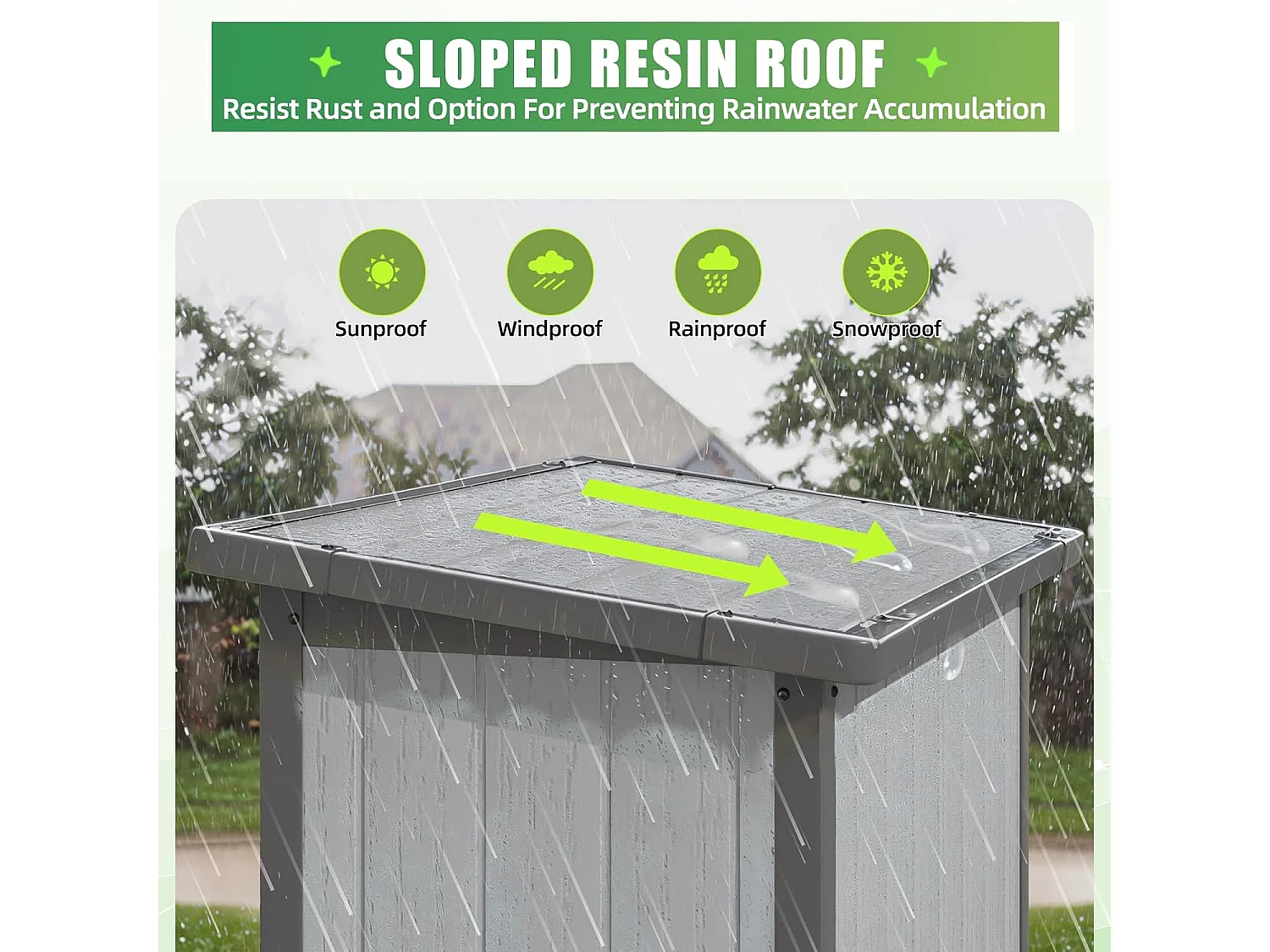 YODOLLA Harz-Außen-Werkzeugschrank wetterfest, 101x59x179cm ertikal hoch Gartenschrank mit verstellbaren Ablagen und verstärktem Boden für draußen, Grau