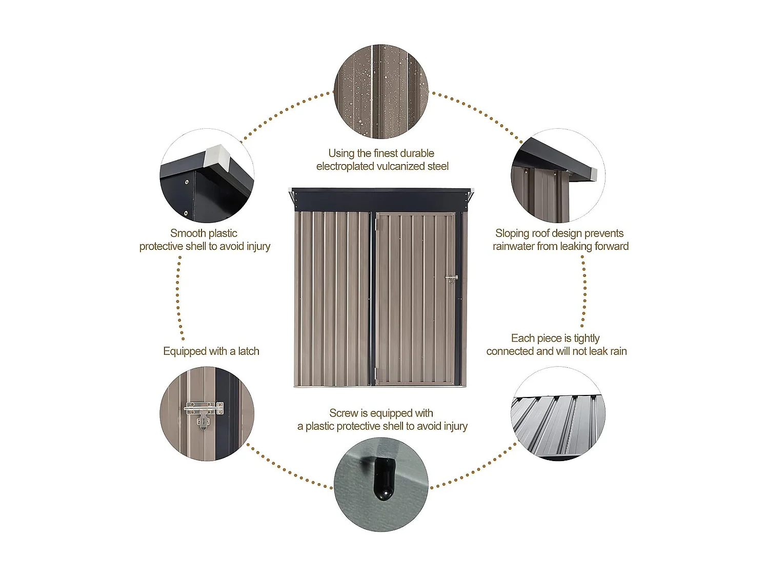 YODOLLA Metall Gerätehaus, 170x95x184cm Geräteschuppen mit abschließbarer Tür, Gebrauchs- und Werkzeugaufbewahrung für Garten, Außenbereich, Terrasse, Grau