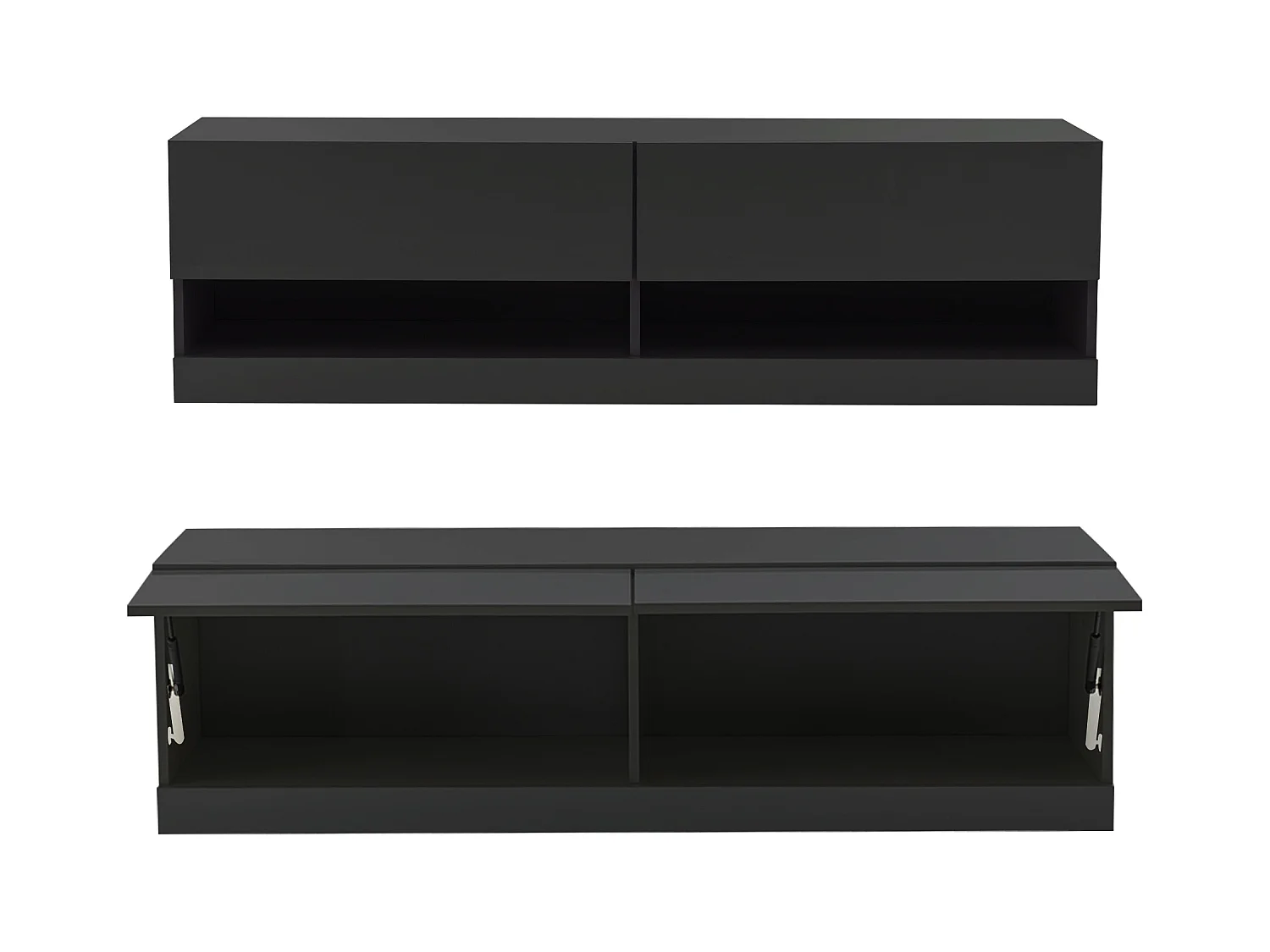 Meuble TV avec éclairage, 7 couleurs réglables, meuble TV à suspendre, noir, 140 x 35 x 40 cm