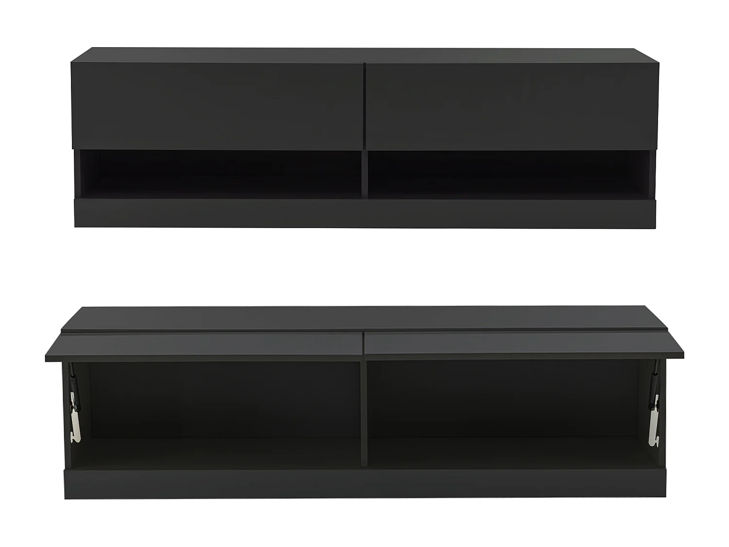 Meuble TV avec éclairage, 7 couleurs réglables, meuble TV à suspendre, noir, 140 x 35 x 40 cm