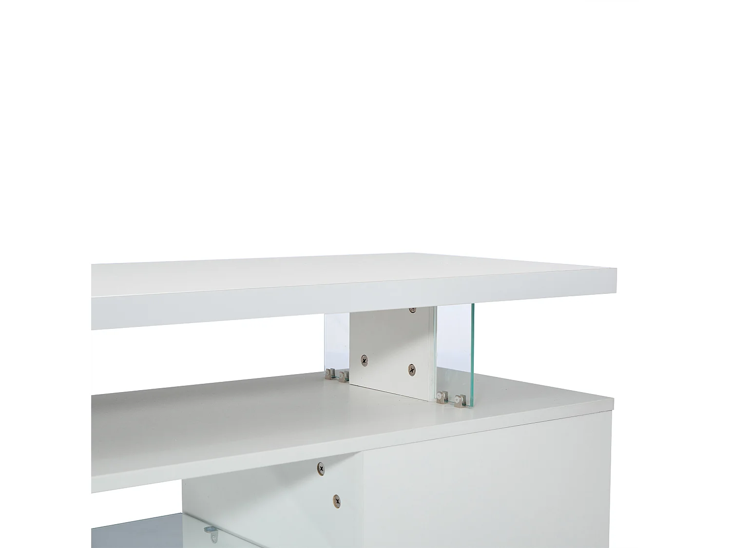 Meuble TV Moderne Blanc avec Eclairage LED, Rangement Suffisant, 150x40x53 cm,  pour TV de 60 Pouces