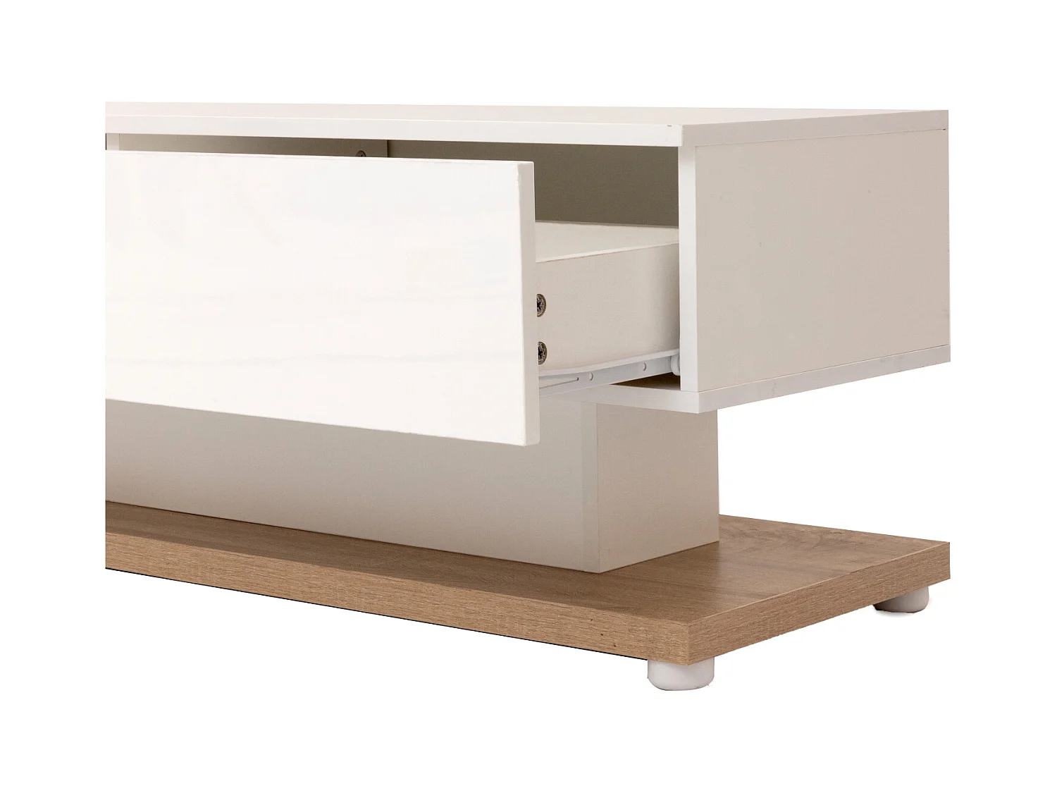 Armoire TV blanche avec tiroirs, buffet TV avec LED et étagères en verre, meuble TV pour salon