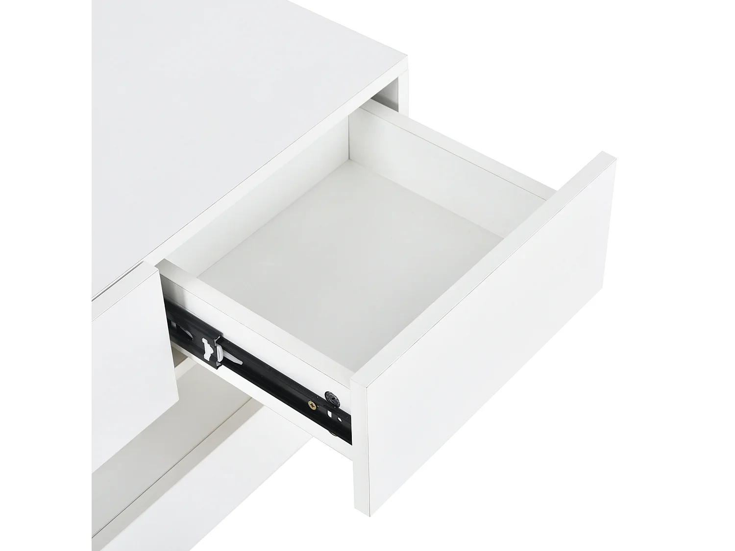 Mueble de TV bajo de pared con iluminación LED de 16 colores, soporte para TV con 4 cajones grandes, color blanco