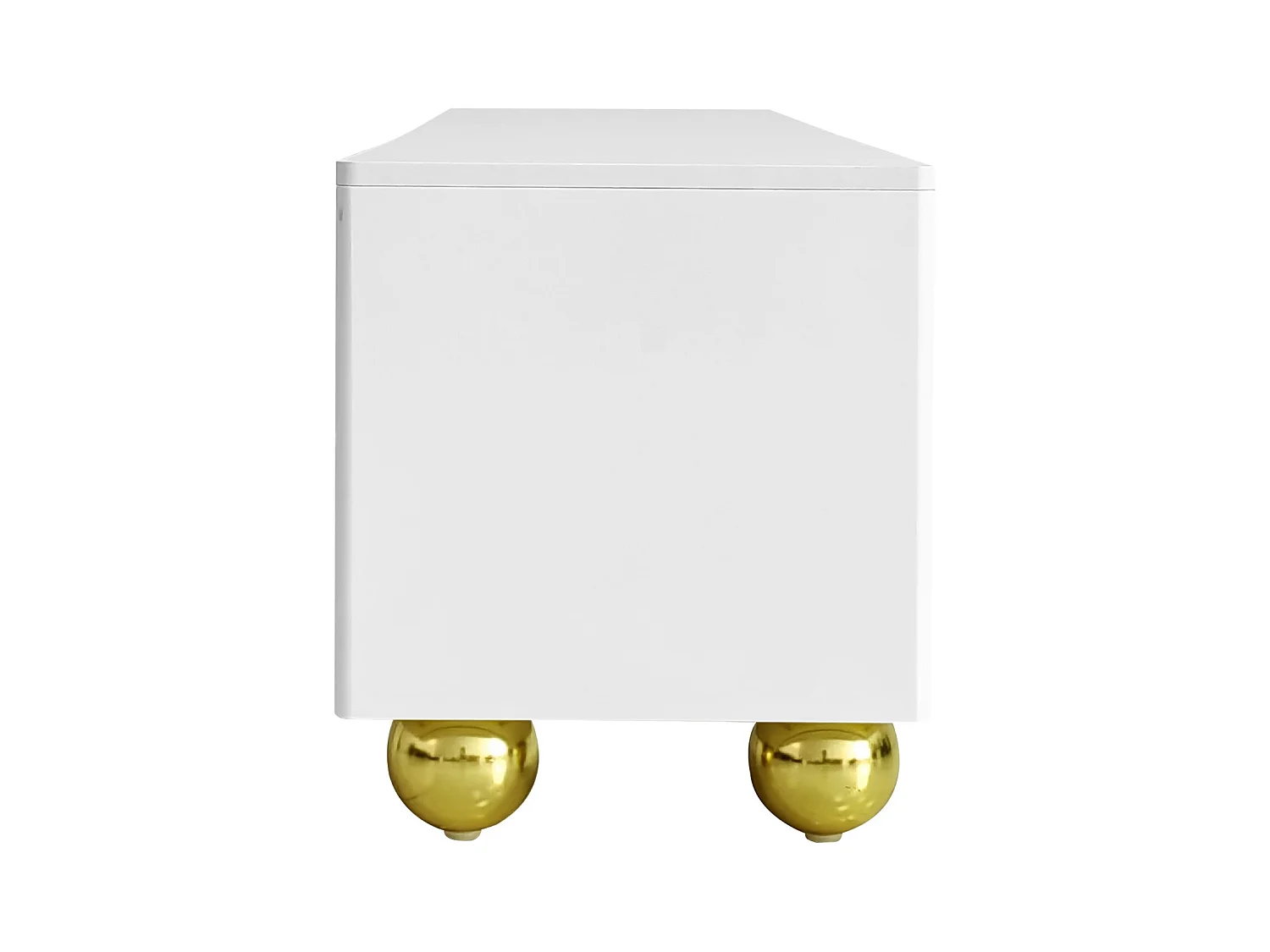 Meuble TV Blanc avec 4 Portes, Table Television Salon avec Pieds arrondis et cloisons, Meuble TV Bas