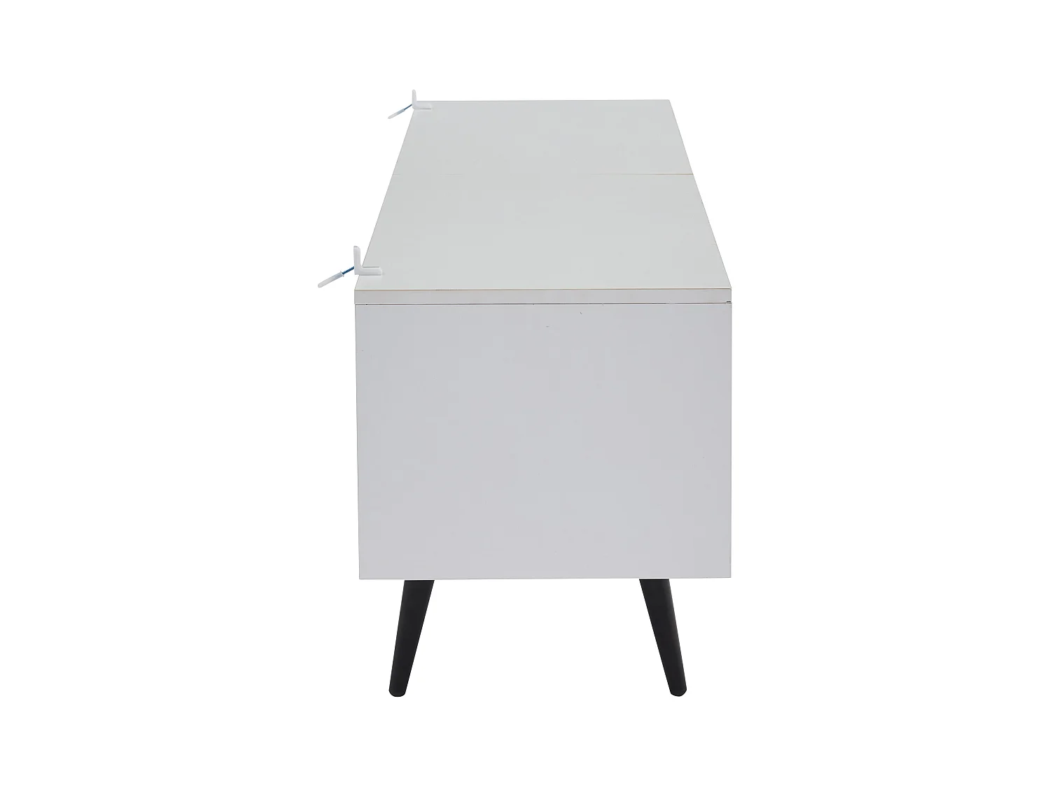 Meuble TV - 176x38x45cm Lowboard avec 6 Pieds de Support - avec 2 tiroirs et 2 armoires - Blanc