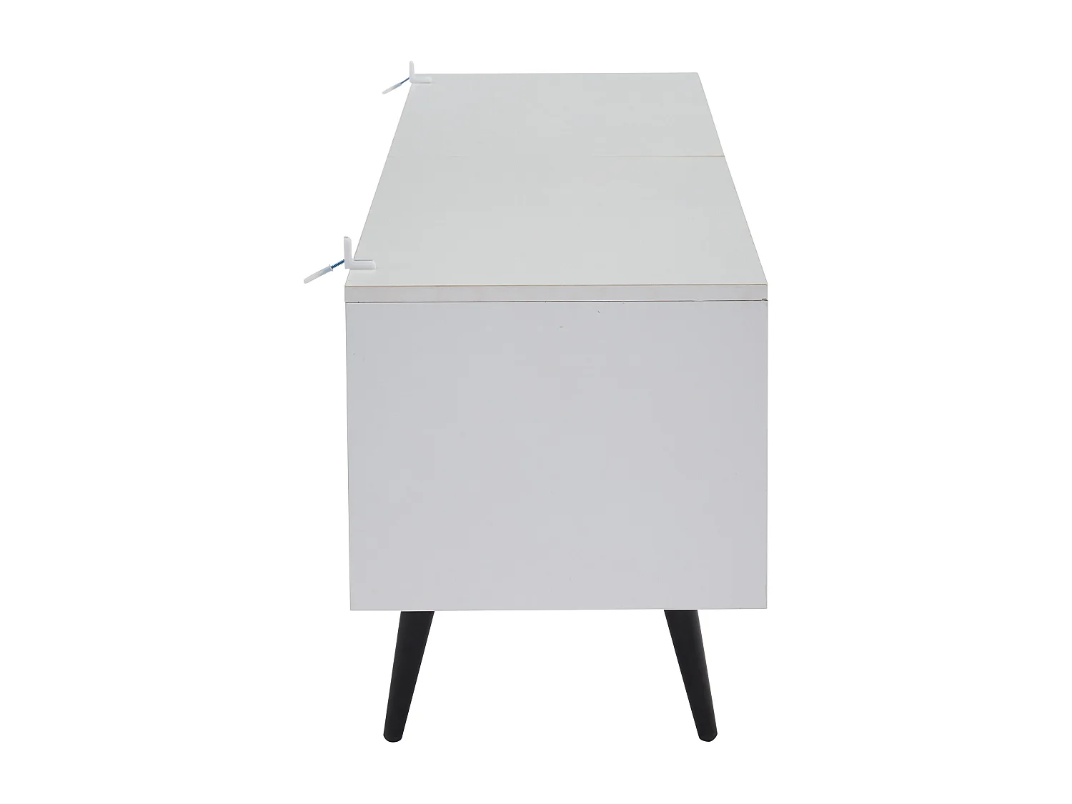 Meuble TV - 176x38x45cm Lowboard avec 6 Pieds de Support - avec 2 tiroirs et 2 armoires - Blanc