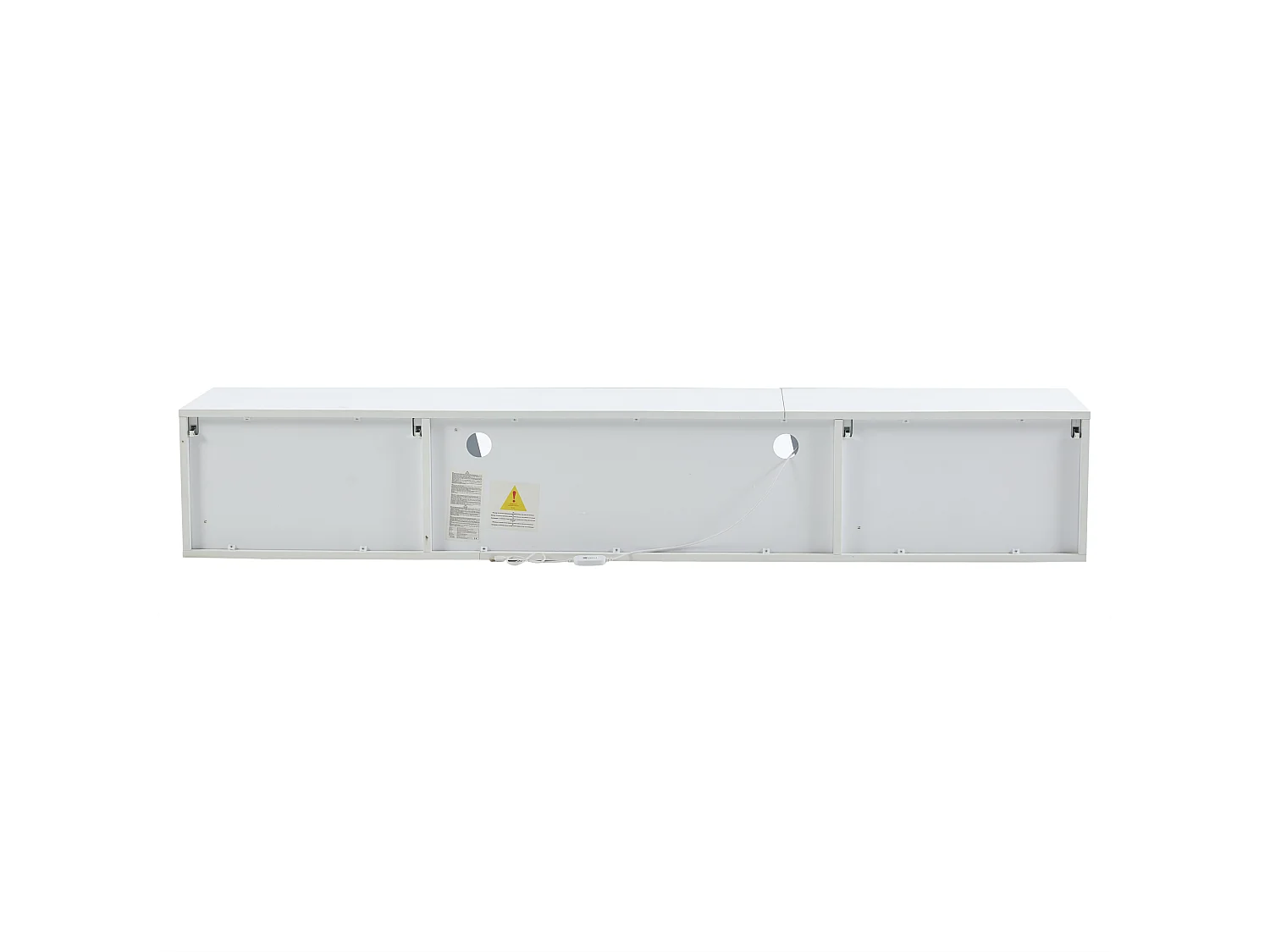 Meuble TV Wandmonté, avec LED, 3 Portes, Adapté à Téléviseur 75 Pouces, 180x35x30cm, Brillant Blanc