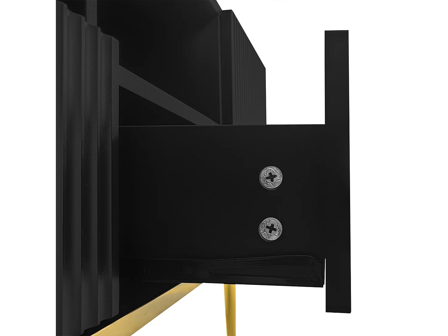 Móvel de TV 165x36x55cm com armazenamento, 2 portas e 2 gavetas, Móvel de TV baixo, Pés dourados, Preto