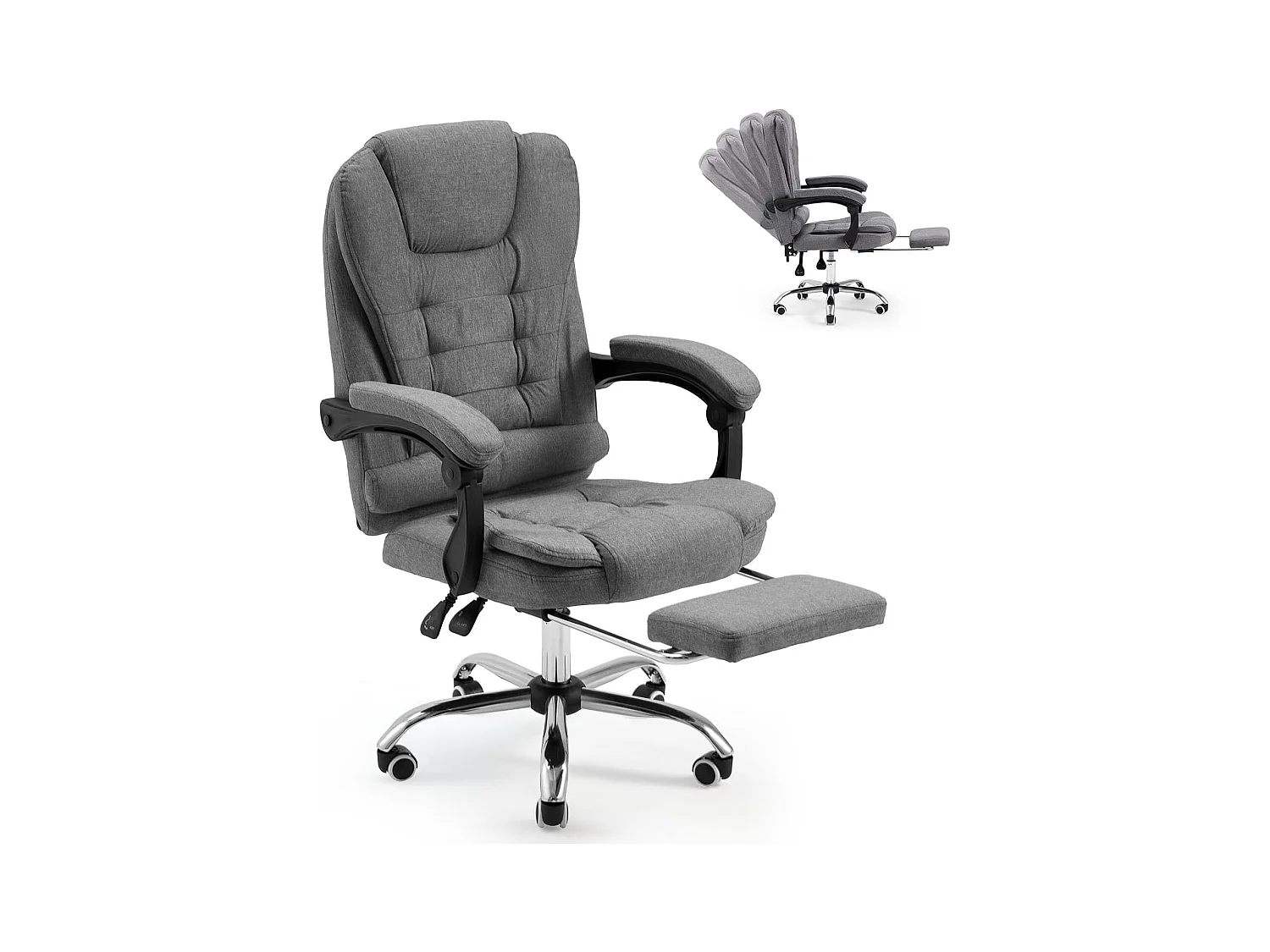 YODOLLA Chaise de Bureau Ergonomique avec Repose-Pieds - Fauteuil de Travail Confiable et Confortable - Dossier Soutien Lombaire - Pivotante et Réglable - Gris