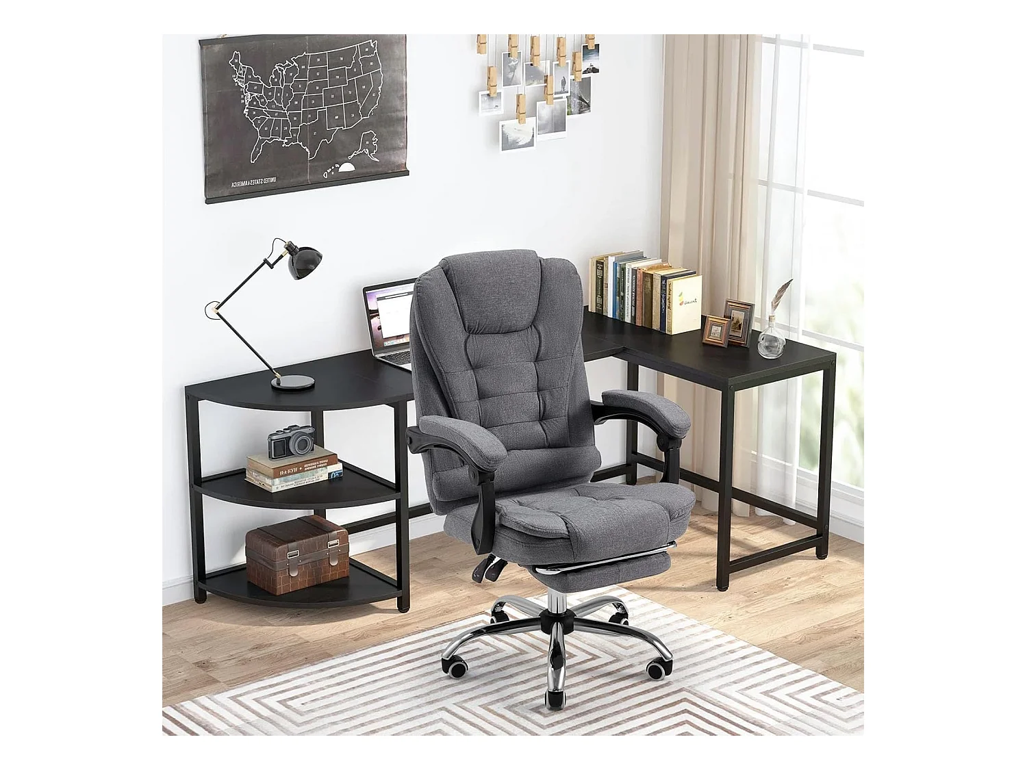 YODOLLA Chaise de Bureau Ergonomique avec Repose-Pieds - Fauteuil de Travail Confiable et Confortable - Dossier Soutien Lombaire - Pivotante et Réglable - Gris